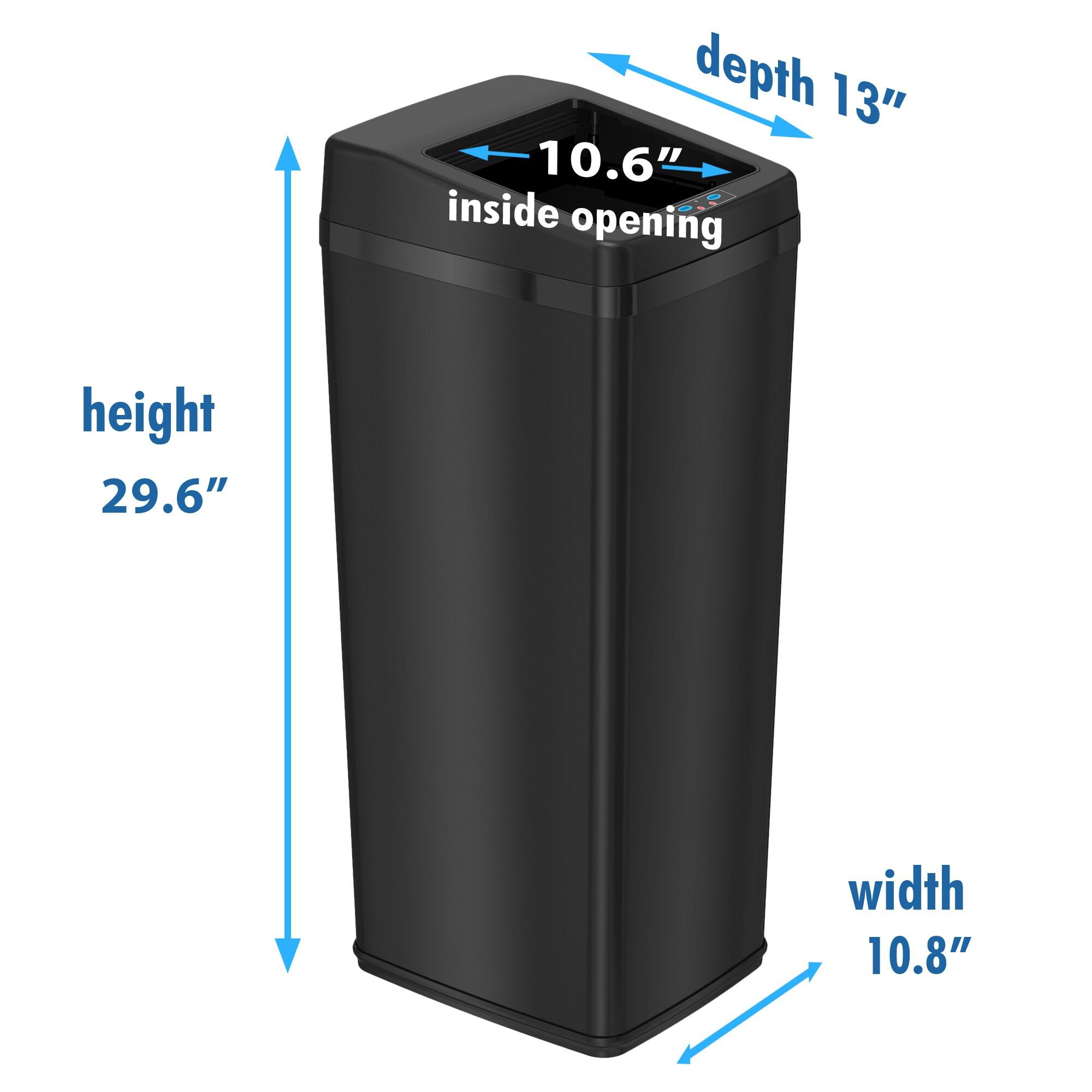 iTouchless Sliding Lid Sensor Kitchen Trash Can with AbsorbX Odor Filter 14 Gallon Black Stainless Steel