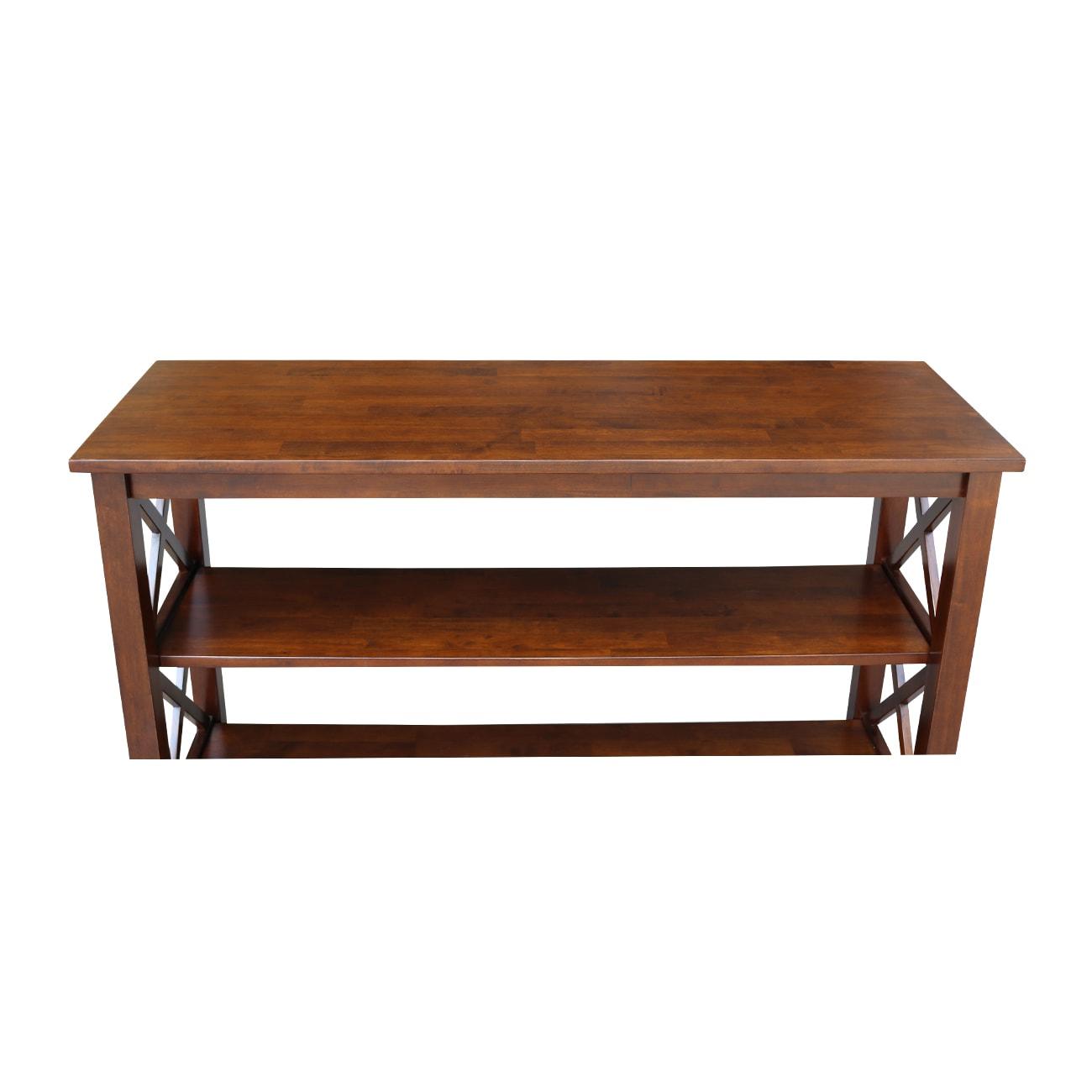 International Concepts Hampton Console Table Espresso: Stained Wood, Fixed Shelf, Rectangular Shape, Spot Clean