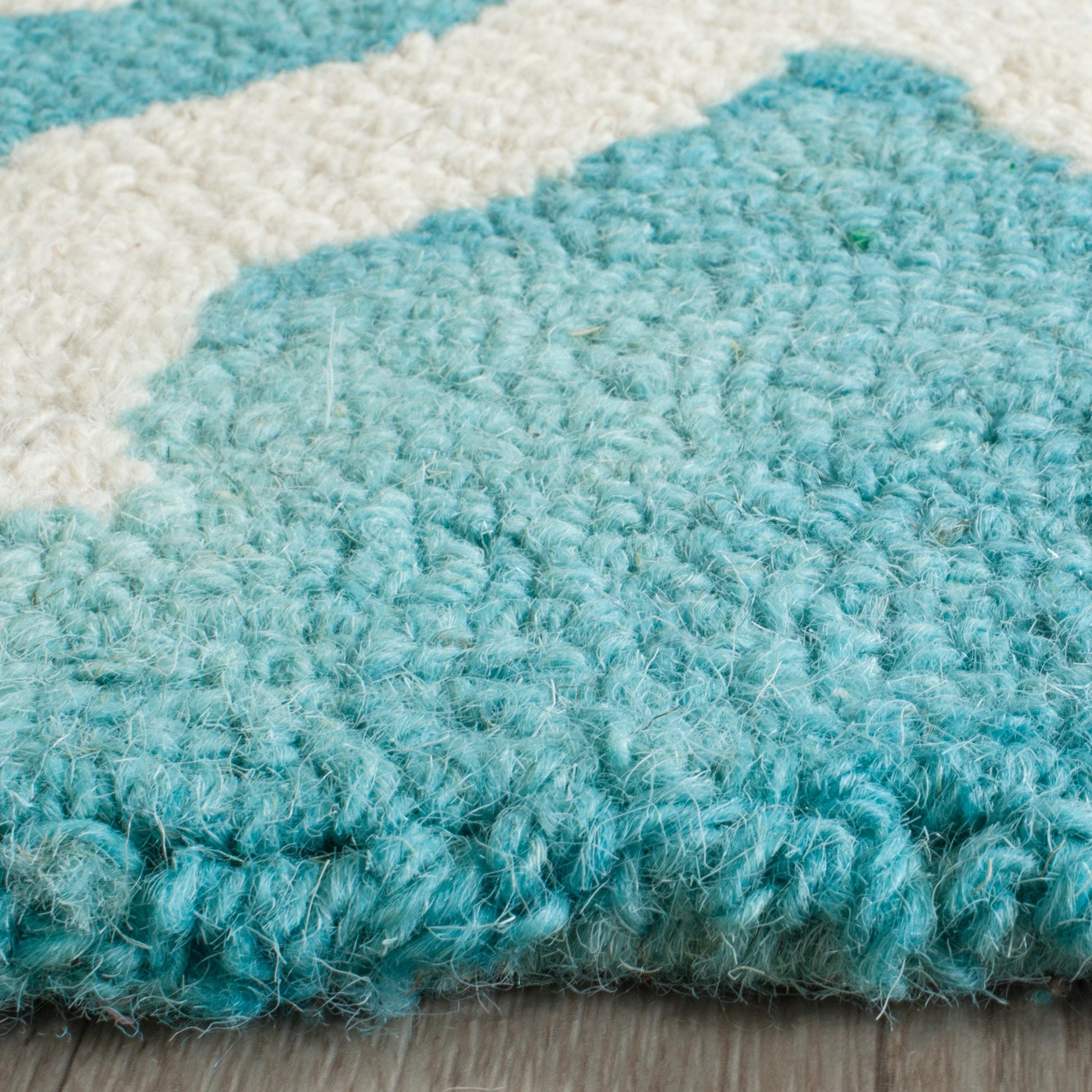 Dip Dye DDY537 Hand Tufted Indoor Area Rug - Turquoise/Ivory - 5'x5' - Safavieh