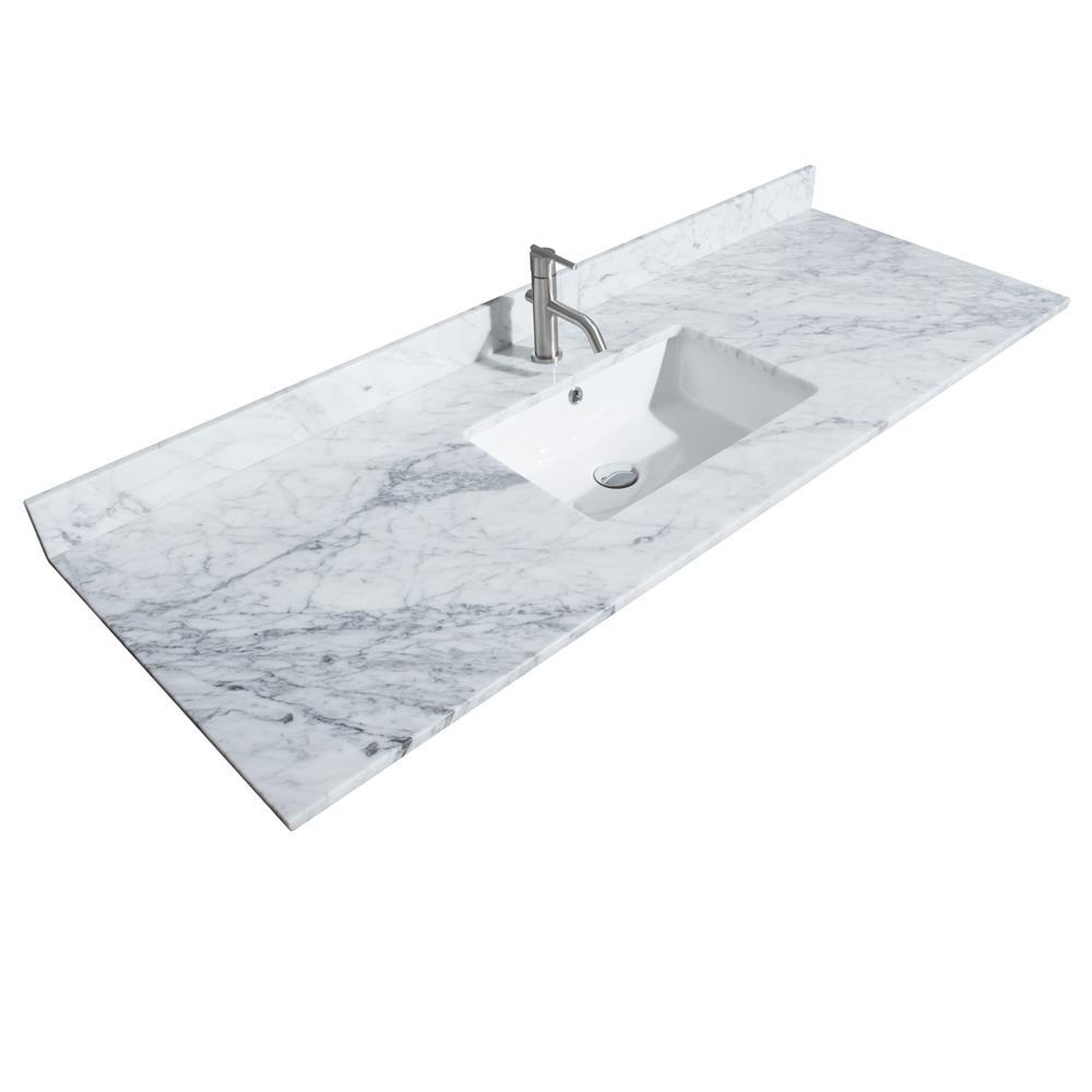 Wyndham Collection Sheffield 60-in Dark Gray with Brushed Chrome Trim Undermount Single Sink Bathroom Vanity with White Carrara Marble Natural Marble Top (Mirror Included)