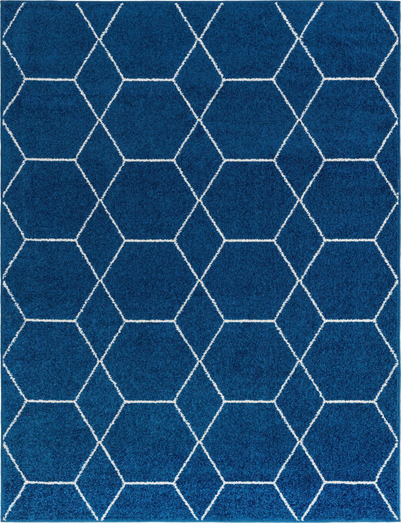 Unique Loom 10' 0 x 13' 0 Trellis Frieze Geometric Navy Blue Area Rug
