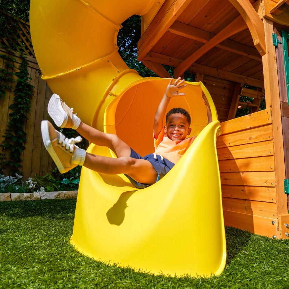 KidKraft KidKraft Boulder Station Wooden Swing Set / Playset with Tube Slide