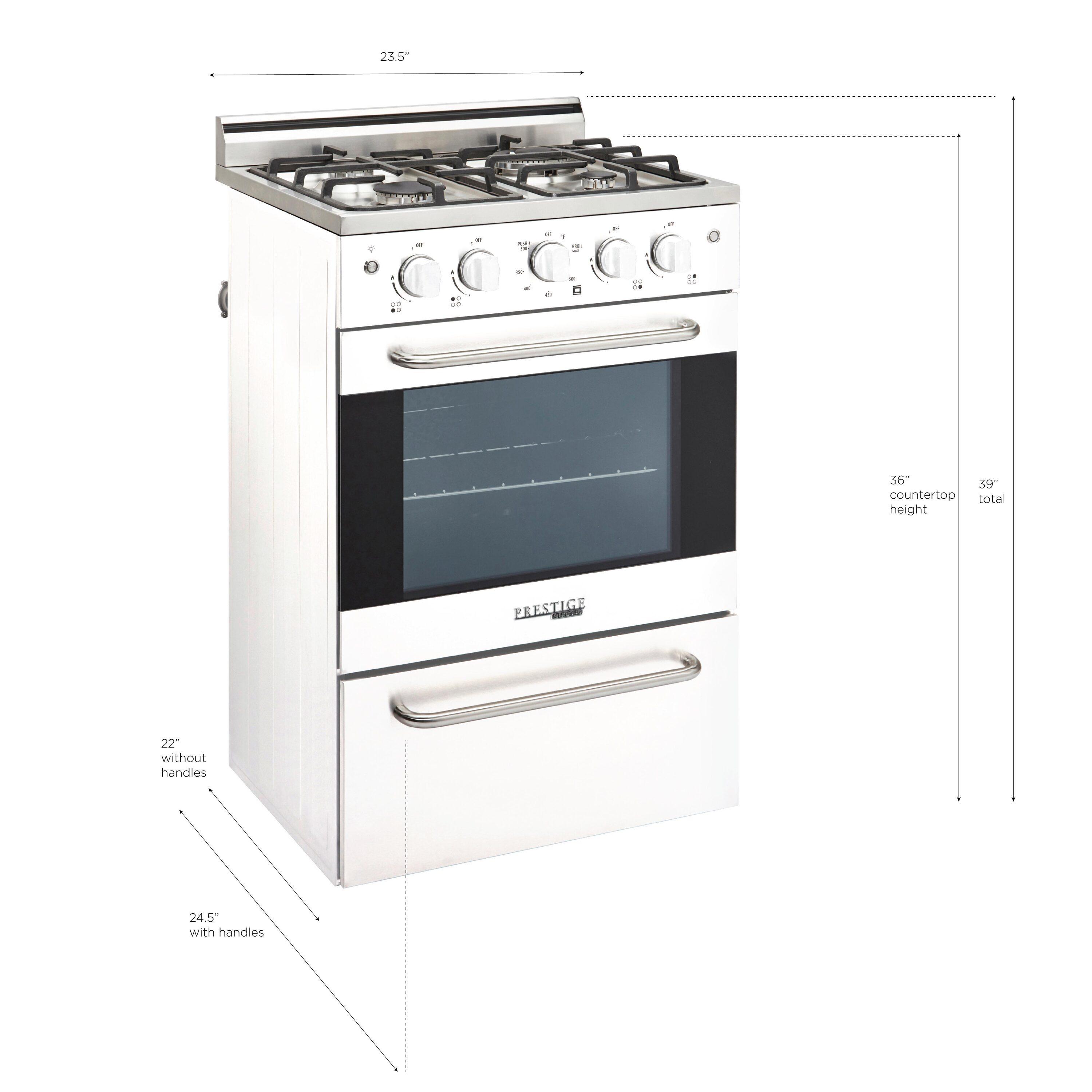 Unique Prestige 24” 2.3 cu ft Double Oven Gas Range in White