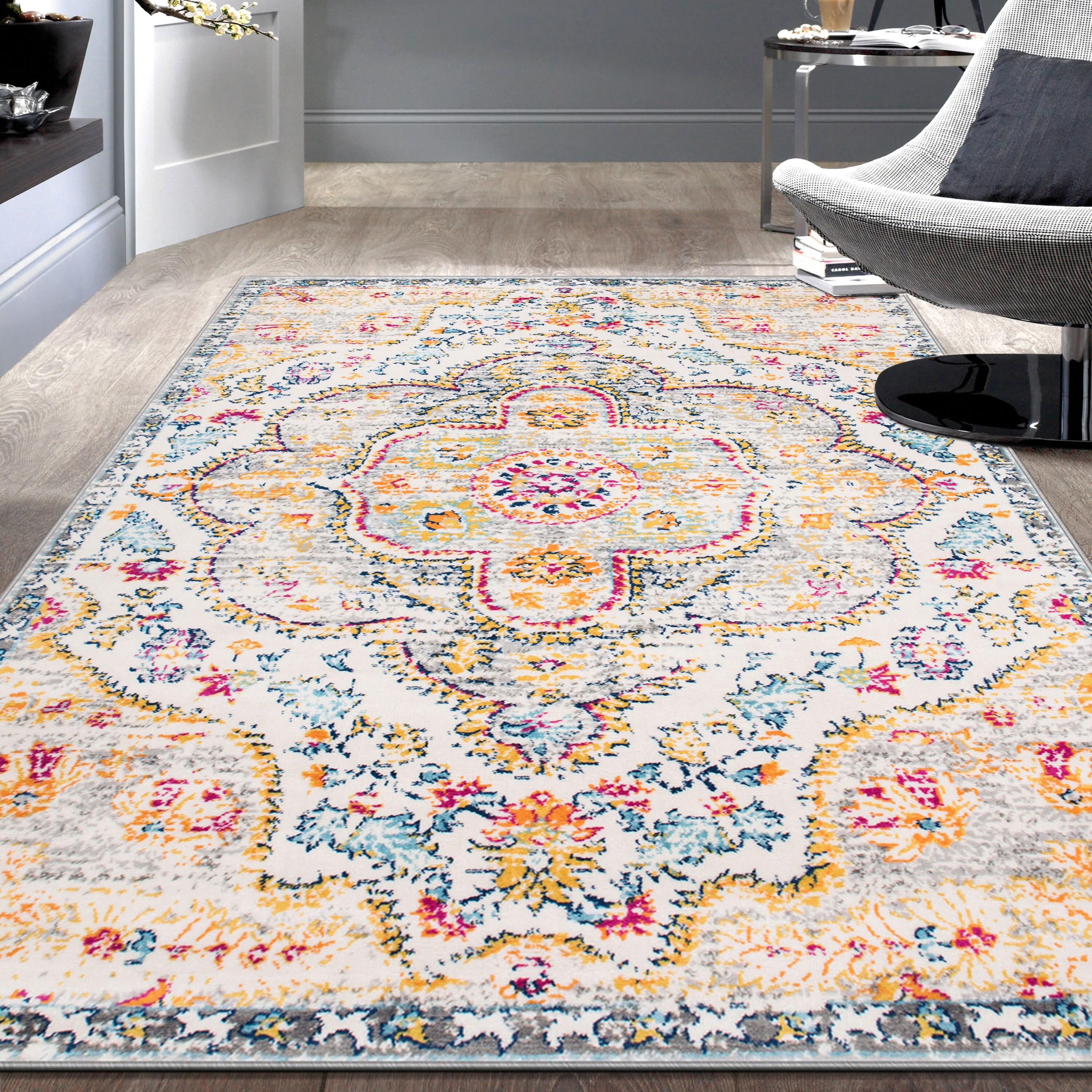 World Rug Gallery Distressed Vintage Bohemian Gray 7'10" x 10' Area Rug