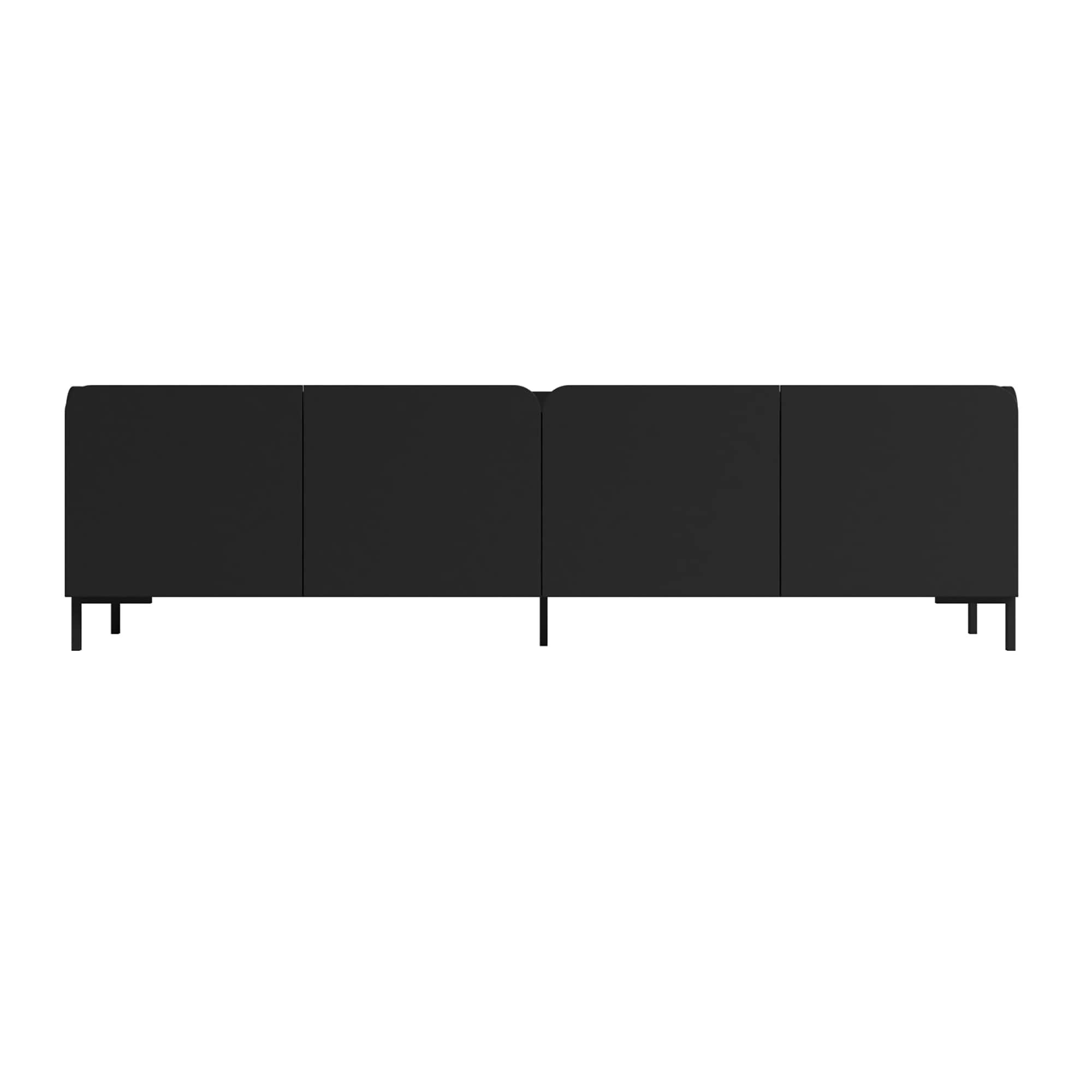 Manhattan Comfort 2pc Bogardus TV Stand for TVs up to 65" and 2 Door Accent Cabinet Set Black: Mid-Century Modern, Particle Board Construction