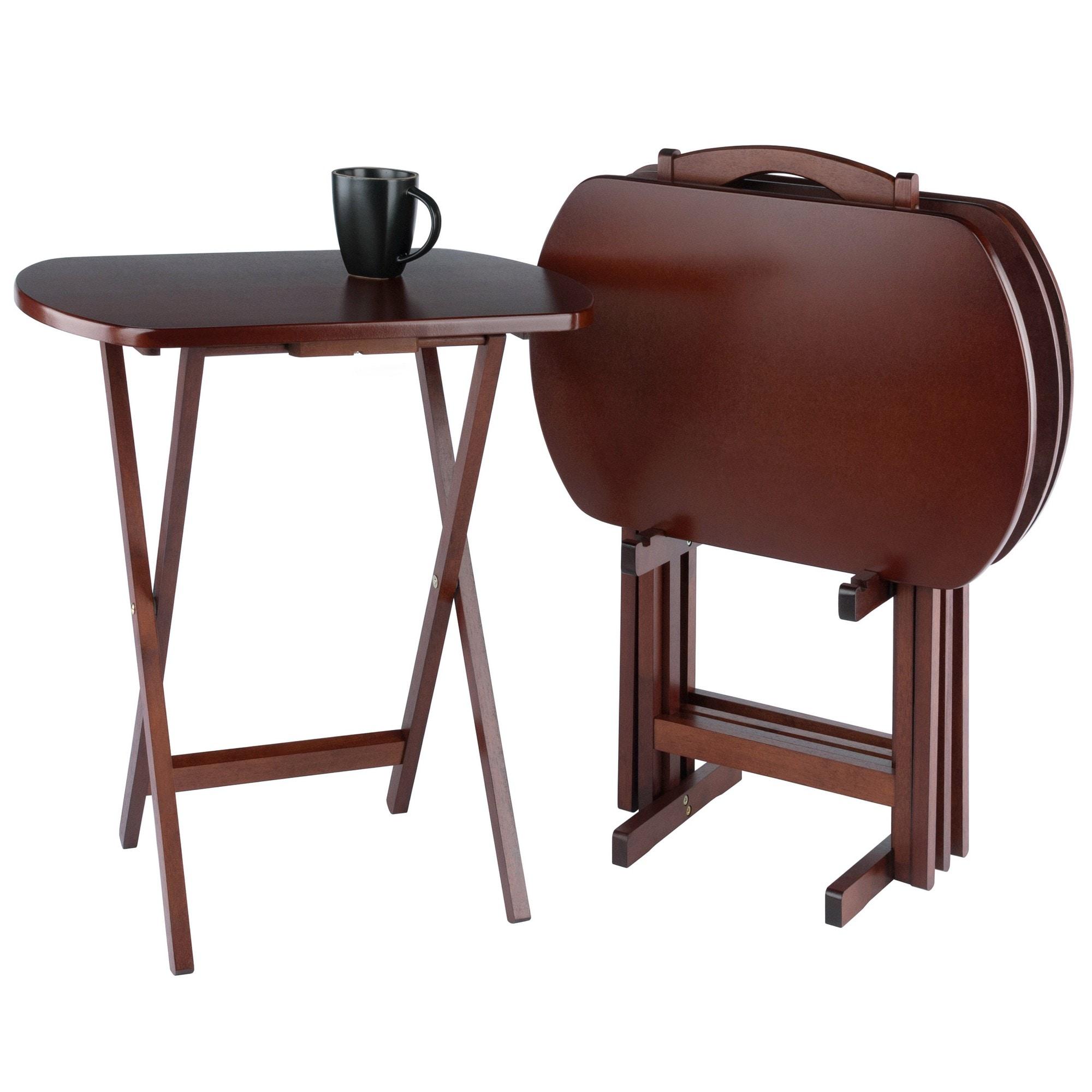 Winsome Corbett 5-Piece Oversize Snack Table Set, Walnut Finish