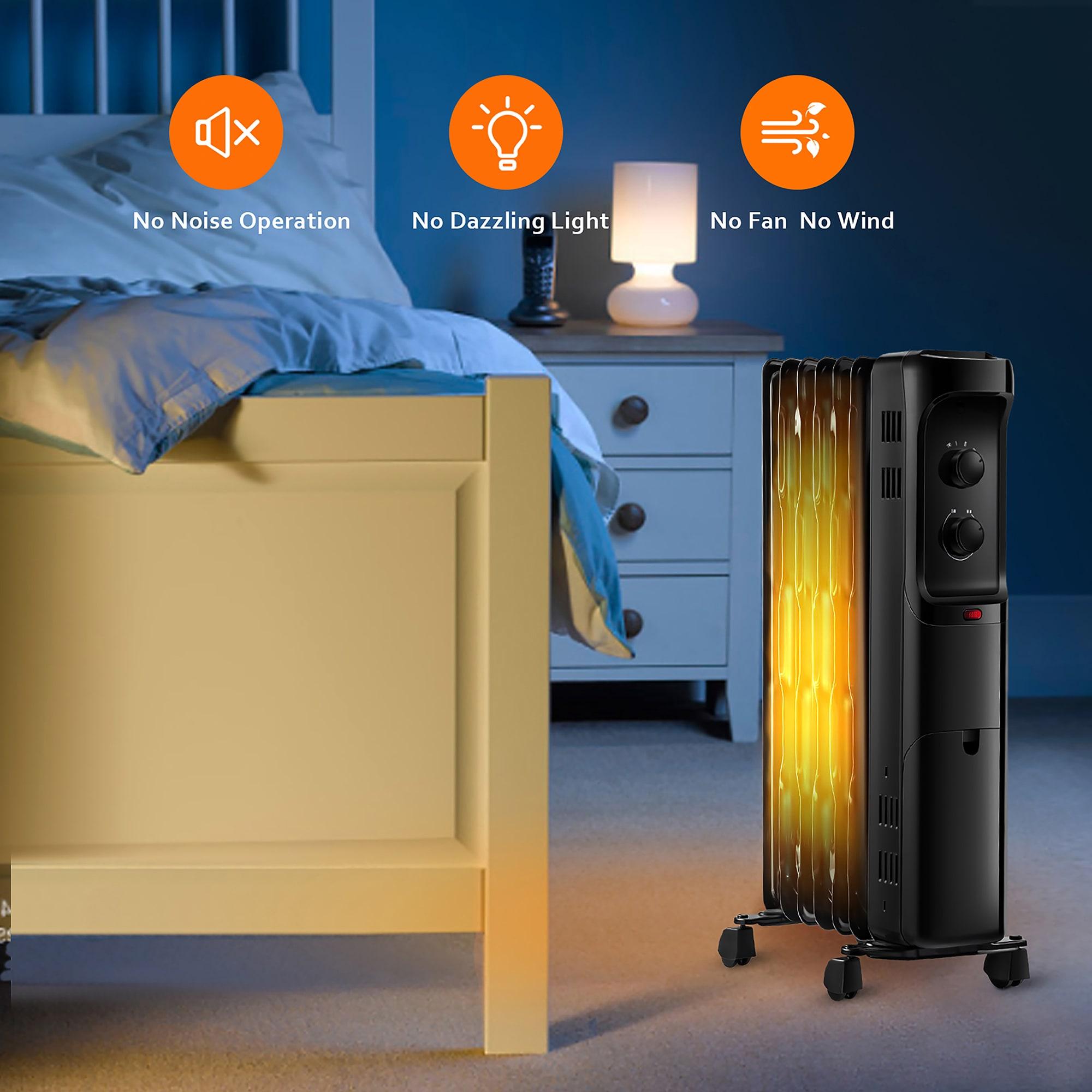 Costway 1500W Oil Filled Heater Portable Radiator Space Heater w/Adjustable Thermostat Black