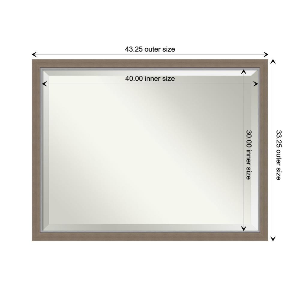 43" x 33" Eva Framed Bathroom Vanity Wall Mirror Brown - Amanti Art: Polystyrene Frame, Beveled Glass, Wall Mount