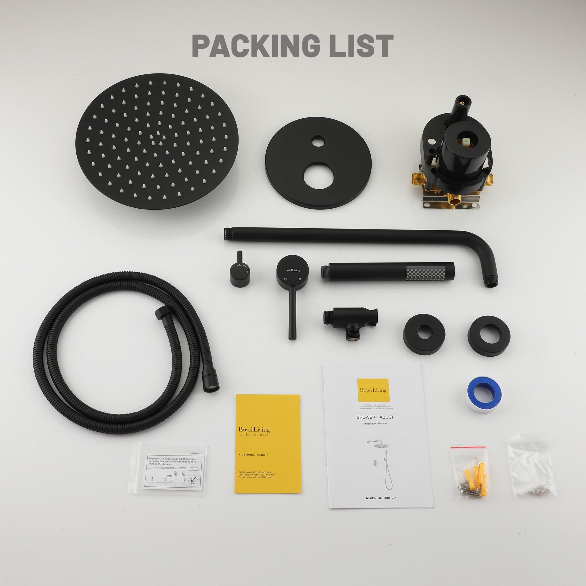 High-Pressure Shower System with 10 Inch Round Rain Shower Head and Handheld Wall Mounted, Shower Faucet Set Combo Set with 2 in 1 Handheld Showerhead for Bathroom, Matte Black