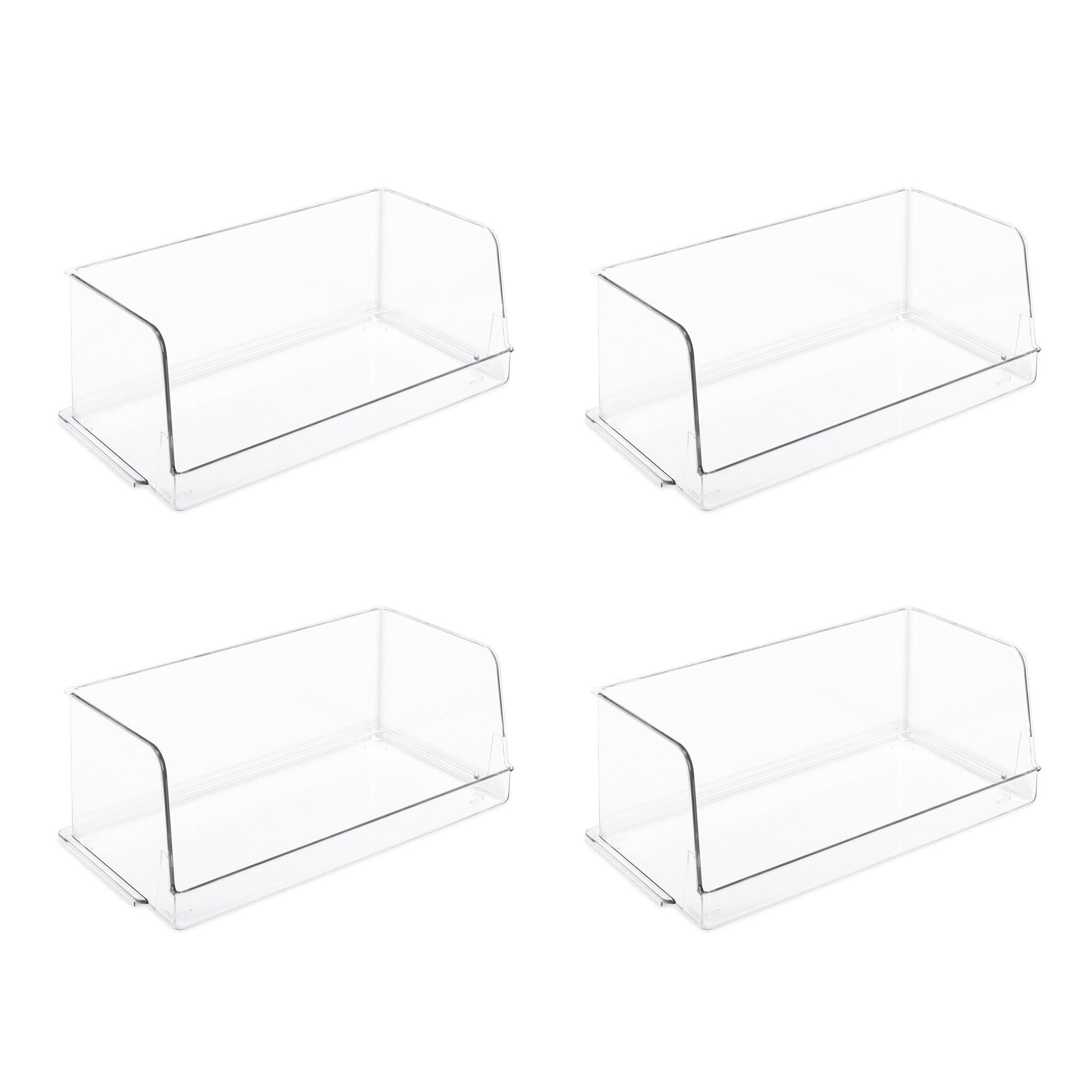 Stackable Household Bin - Set of 4- 7 x 12.5 Inch - Clear