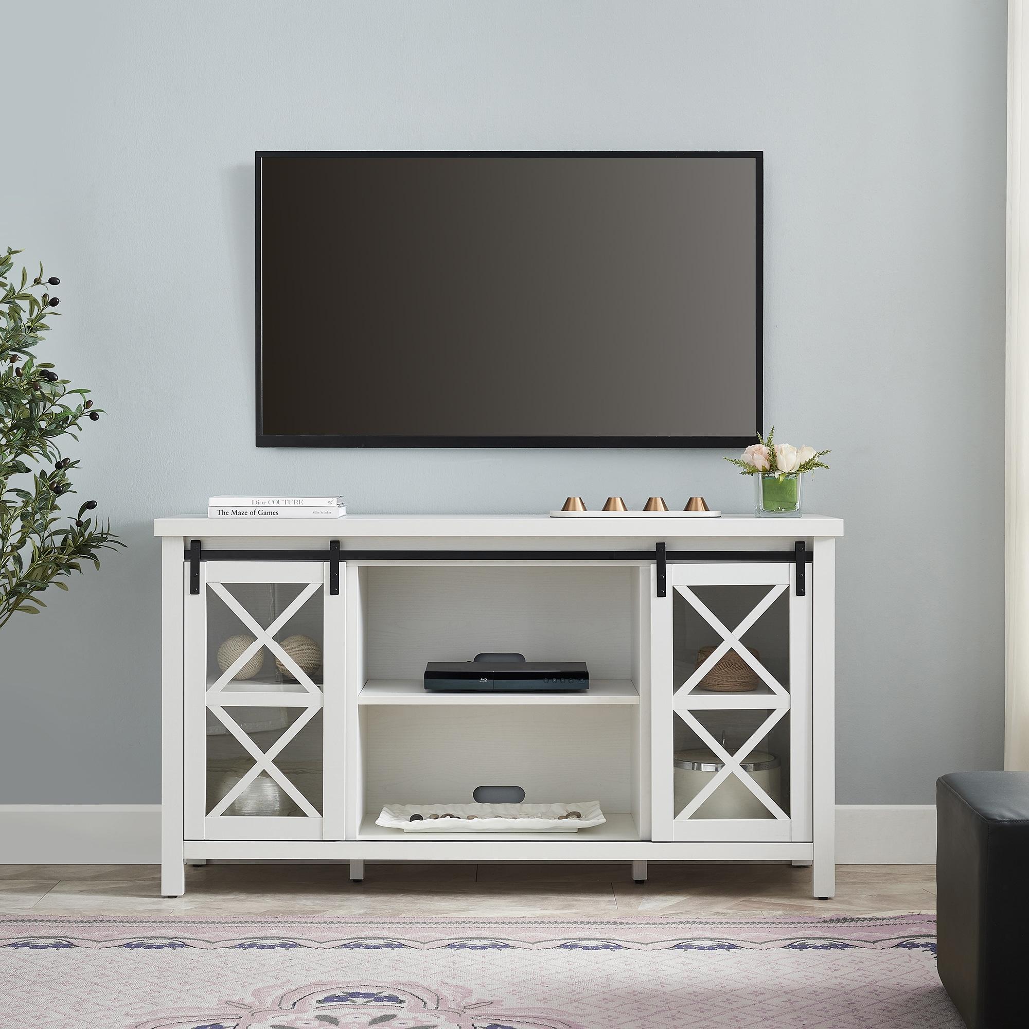 Evelyn&Zoe Clementine Rectangular TV Stand for TV's up to 65", White