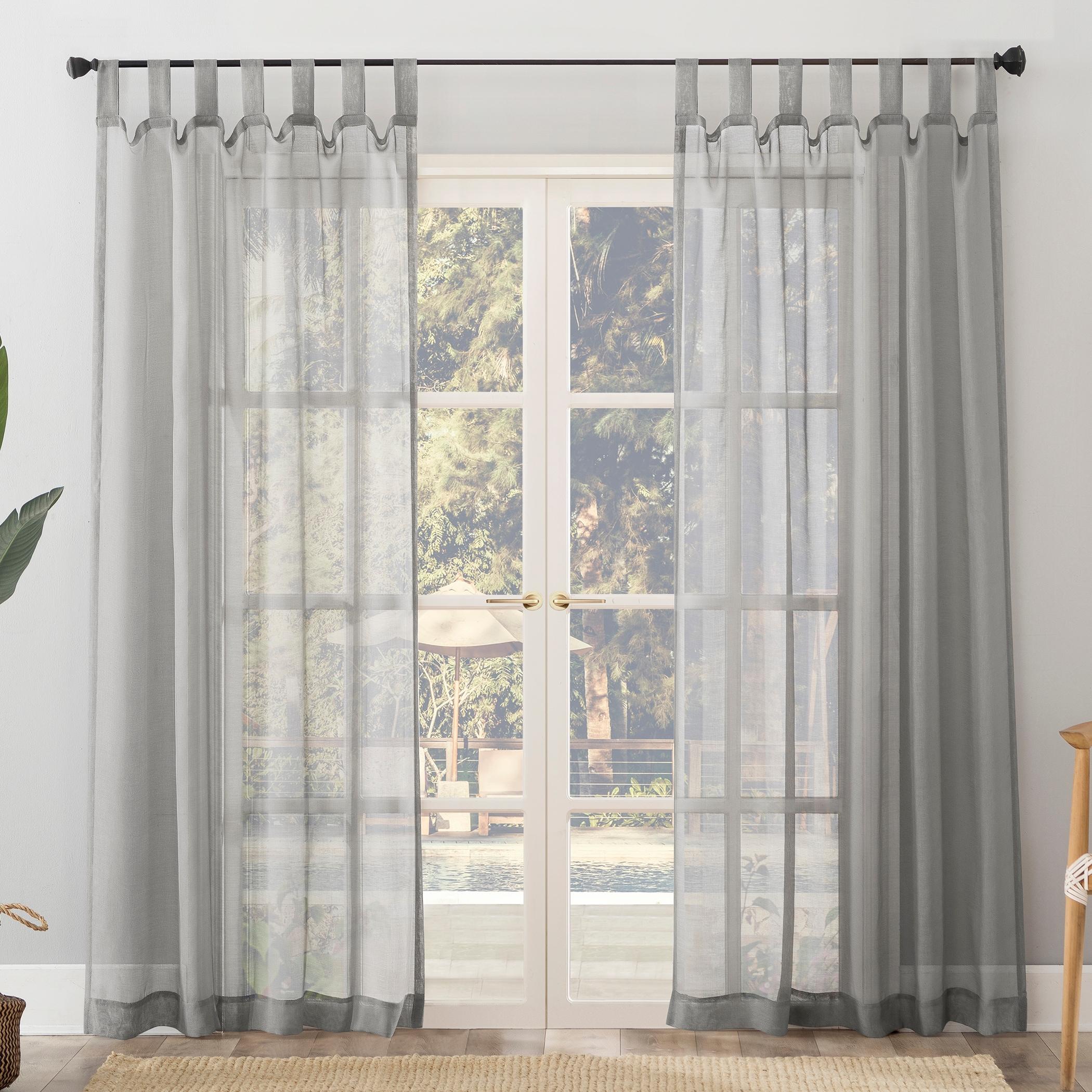 Amina Open Weave Indoor/Outdoor Sheer Tab Top Curtain Panel