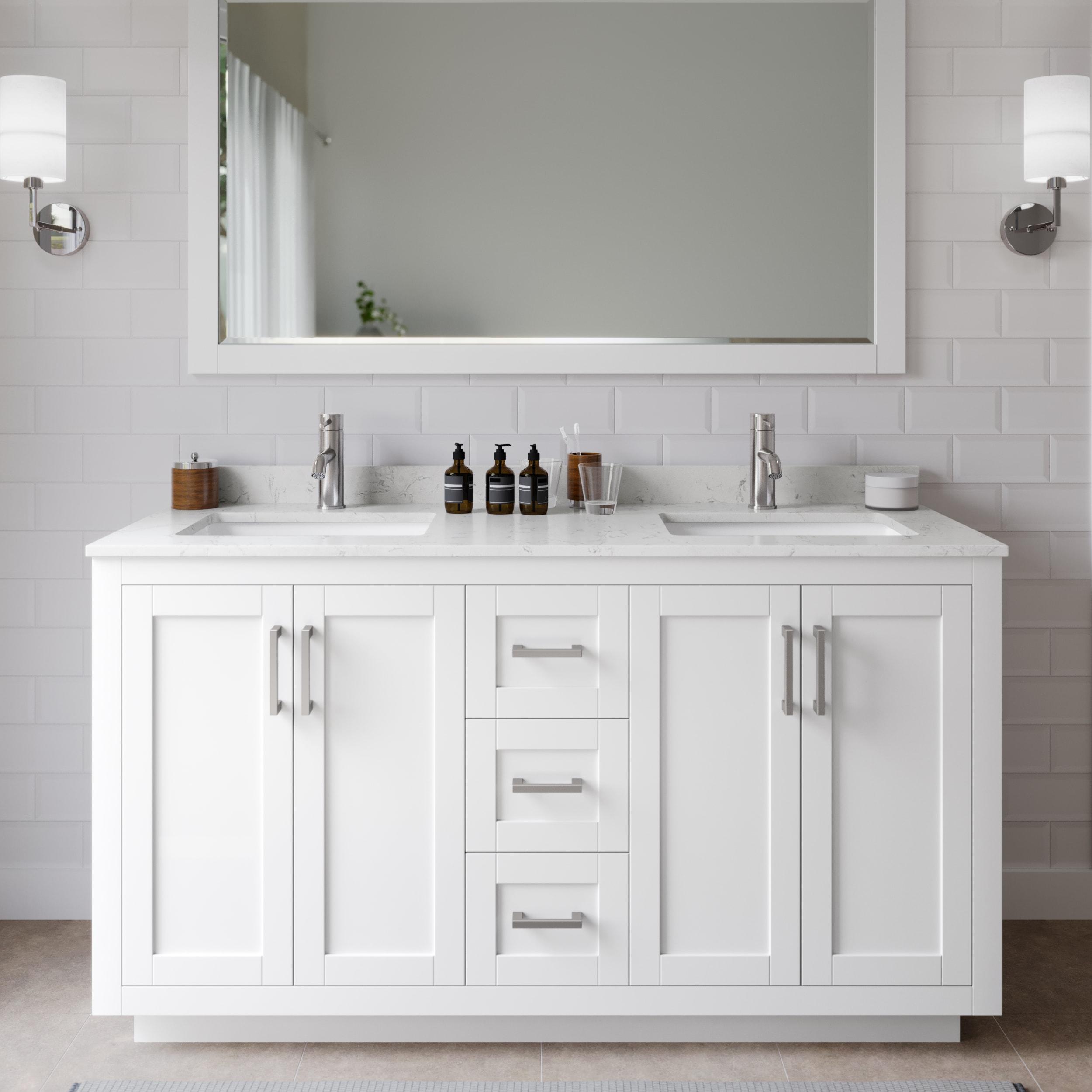 Miranda 60" Freestanding Double Bathroom Vanity with Cultured Marble Top