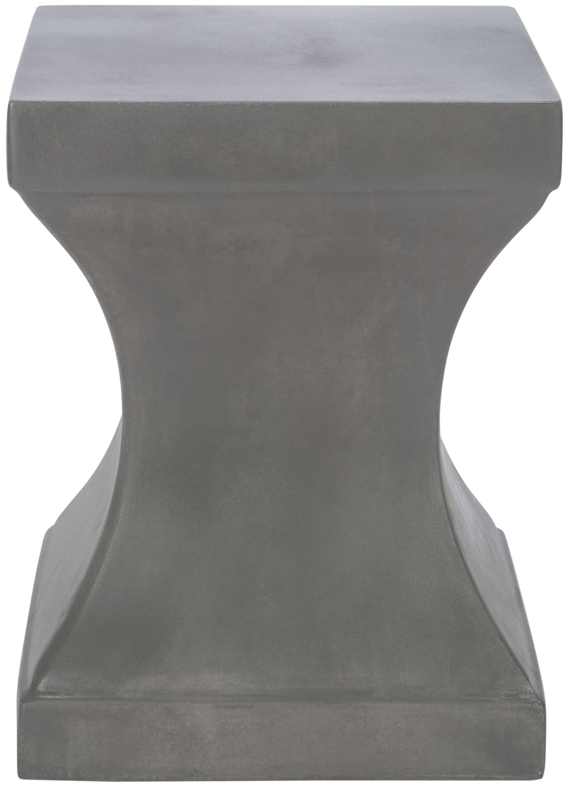 Curby Concrete Indoor/Outdoor Accent Stool - Dark Grey - Safavieh