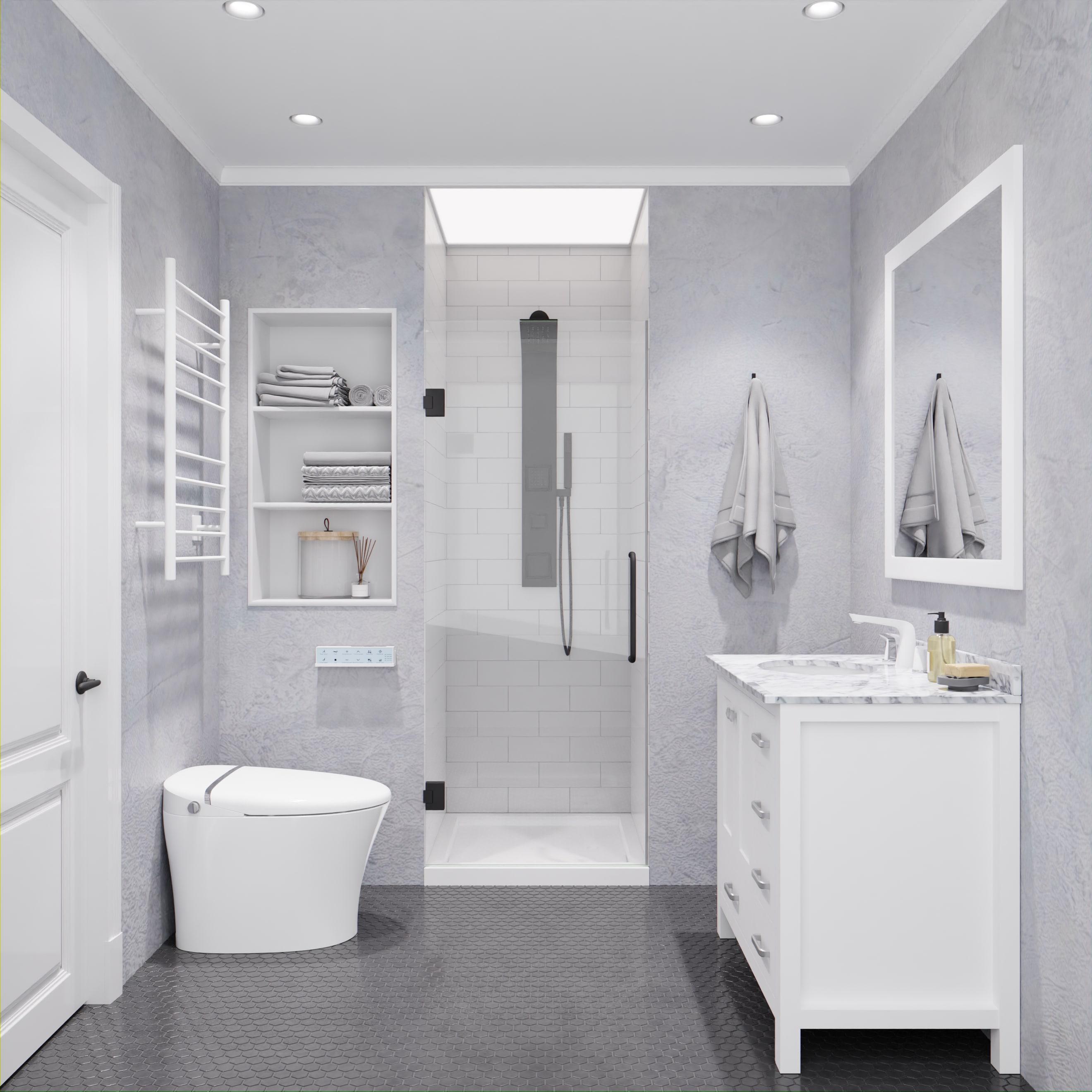 ANZZI SD-AZ09-02GB ANZZI Passion Series 30 In. X 72 In. Frameless Hinged Shower Door With Stainless Steel Handle In Gunmetal