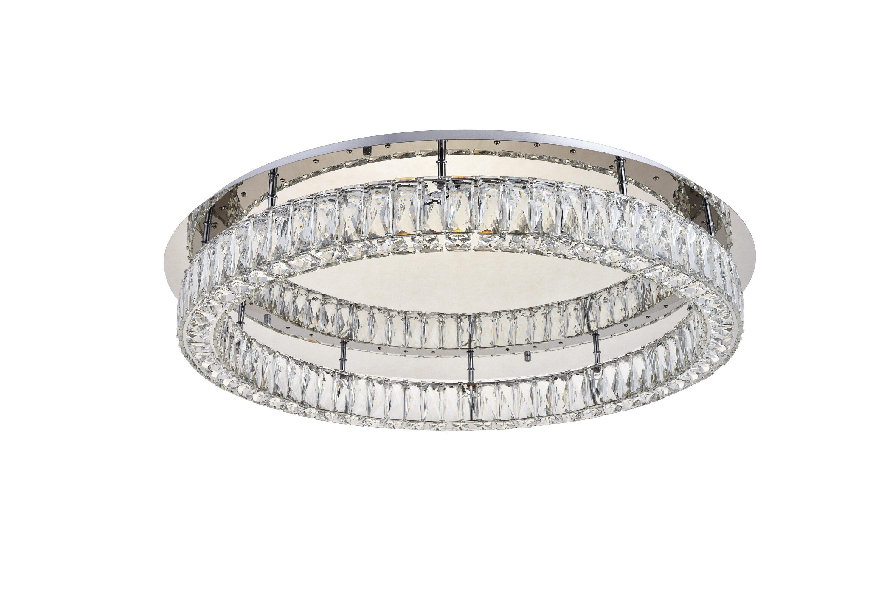 Monroe LED light Chrome Flush Mount Clear Royal Cut Crystal