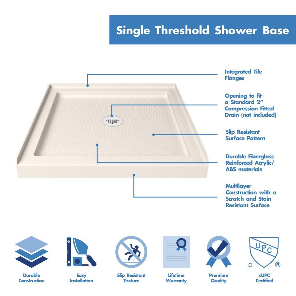 Lumen 36" W x 36" D x 74.75" H Semi-Frameless Square Shower Enclosure with Base Included