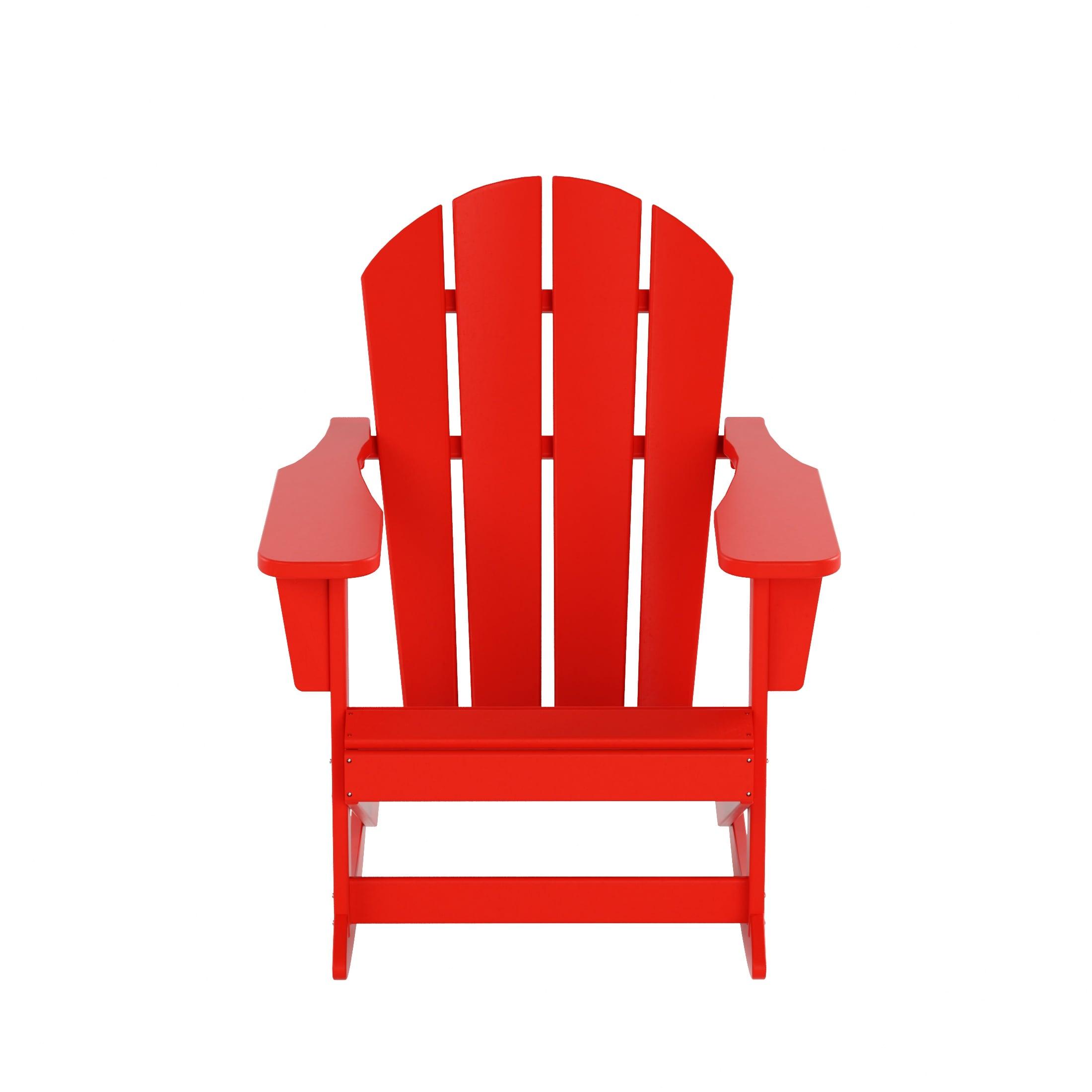 JUSTLET Plastic Adirondack Rocking Chair,HDPE All-Weather Outdoor Rocking Adirondack Chair for Porch, Patio, Balcony,Red