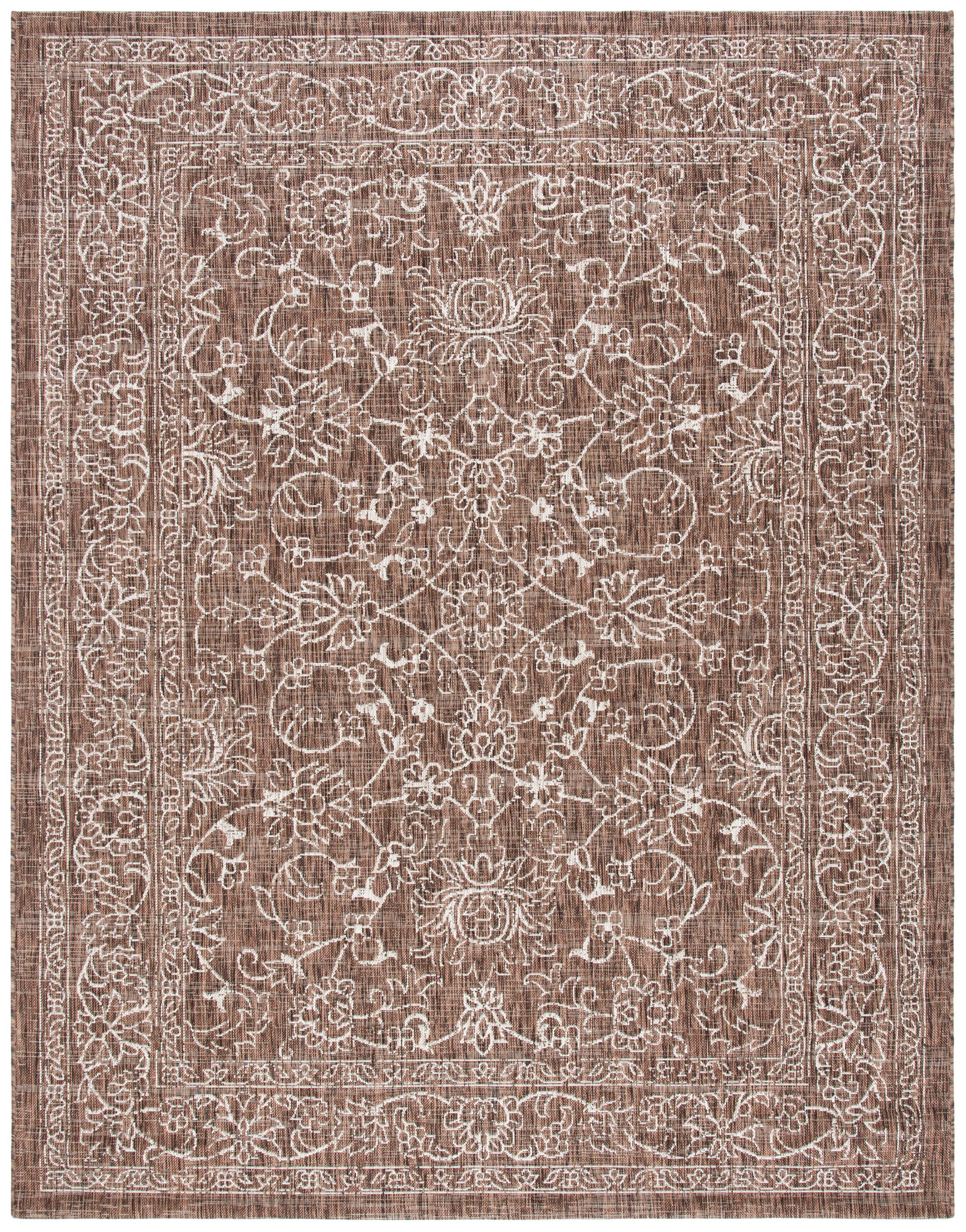 Courtyard CY8680 Power Loomed Indoor and Outdoor Area Rug - Brown/Ivory - 9'x12' - Safavieh