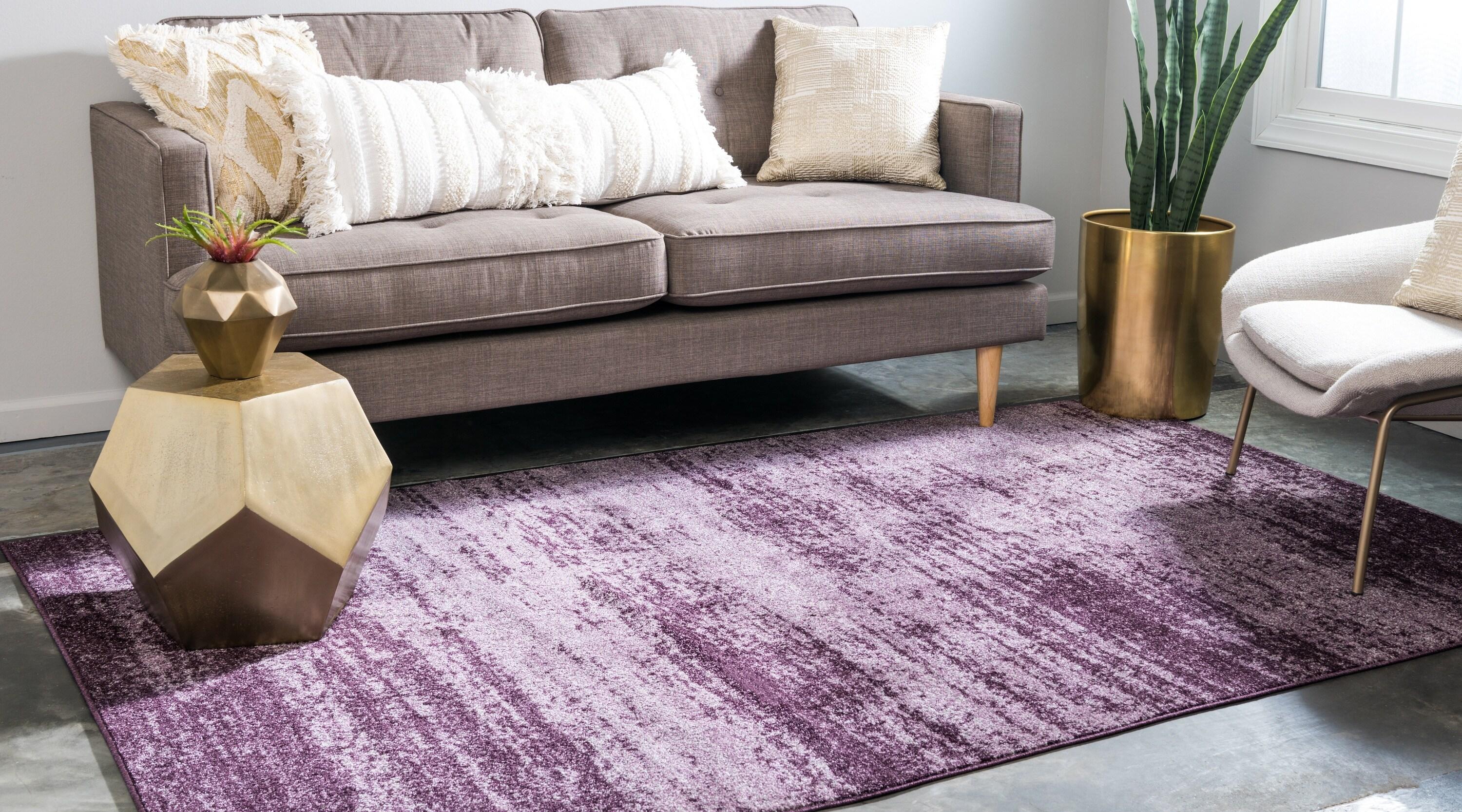 Unique Loom Del Mar Collection Area Rug - Lucille (5' 3" x 8' Rectangle Violet)