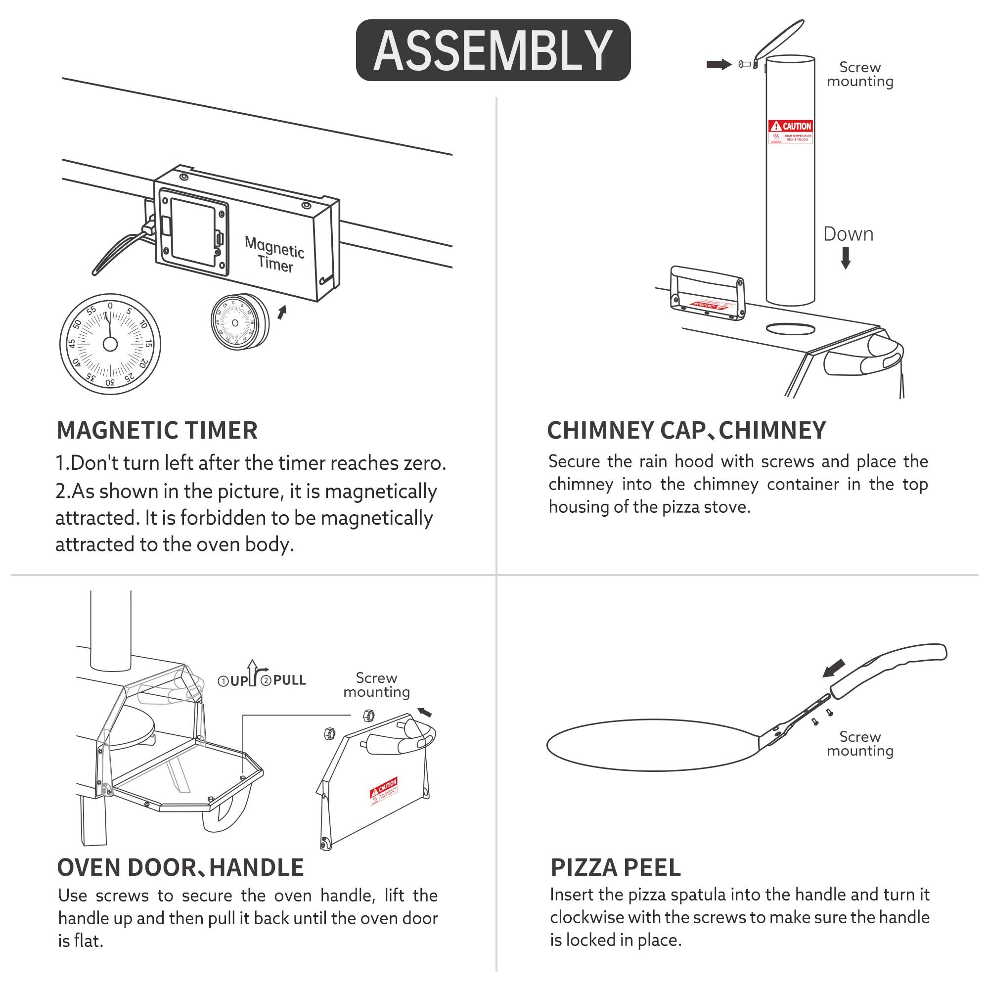 Mocoloo Automatic Outdoor Pizza Oven Portable Wood Fired Pizza Maker with Timer and Built-in Thermometer
