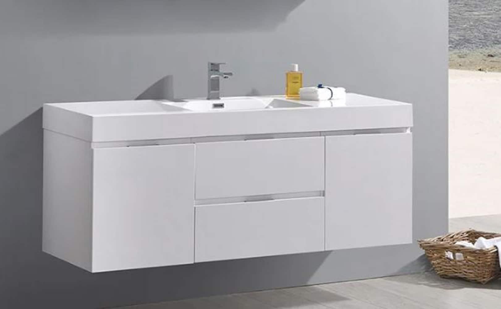 Valencia 60" Wall Mount Single Sink Bathroom Vanity with Top and Sink (Faucet Not Included)