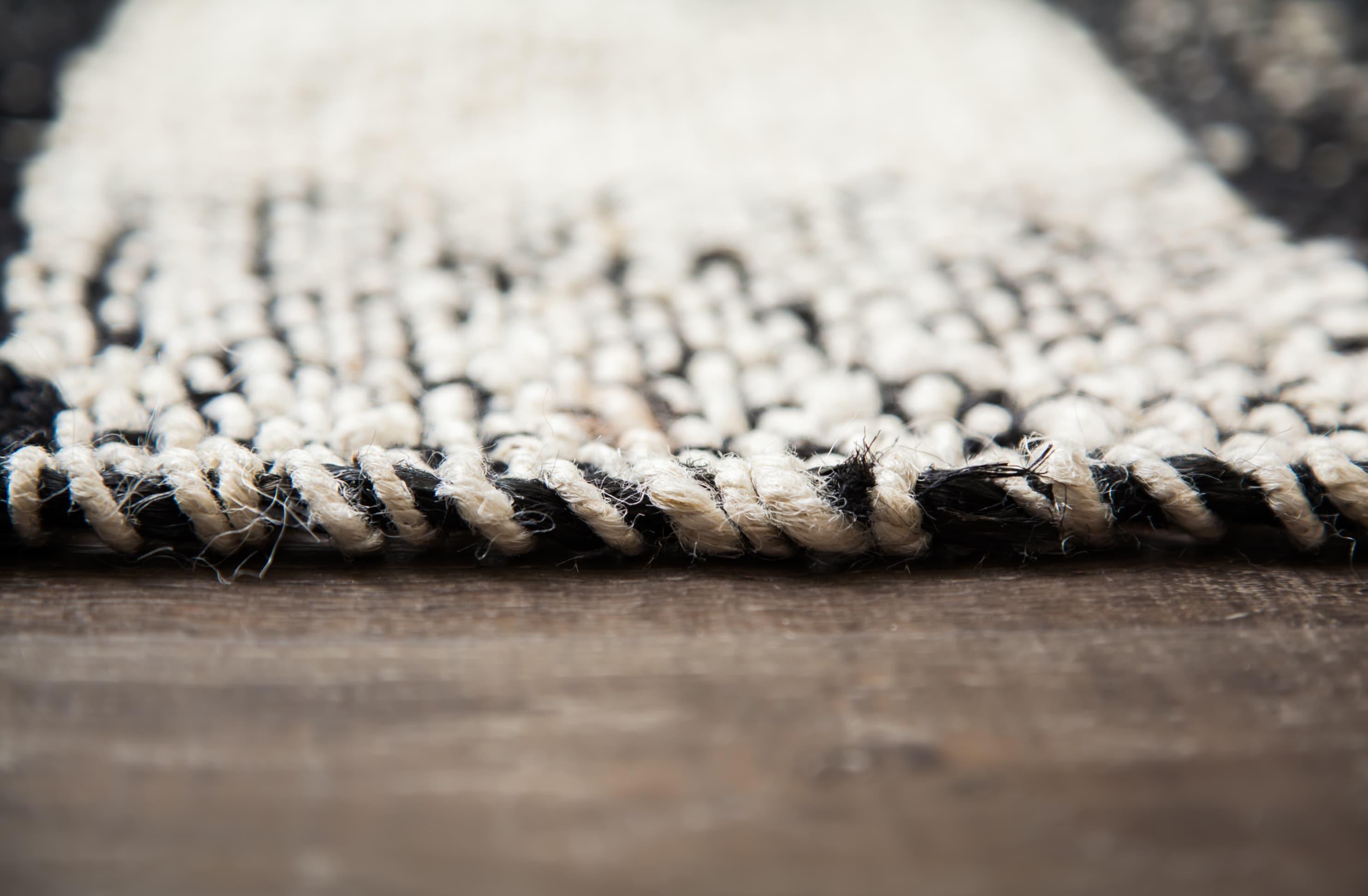 Black Check Loomed Area Rug 5'X7' - Anji Mountain: Handmade Jute Flatweave, Farmhouse Style, Fair Trade Certified