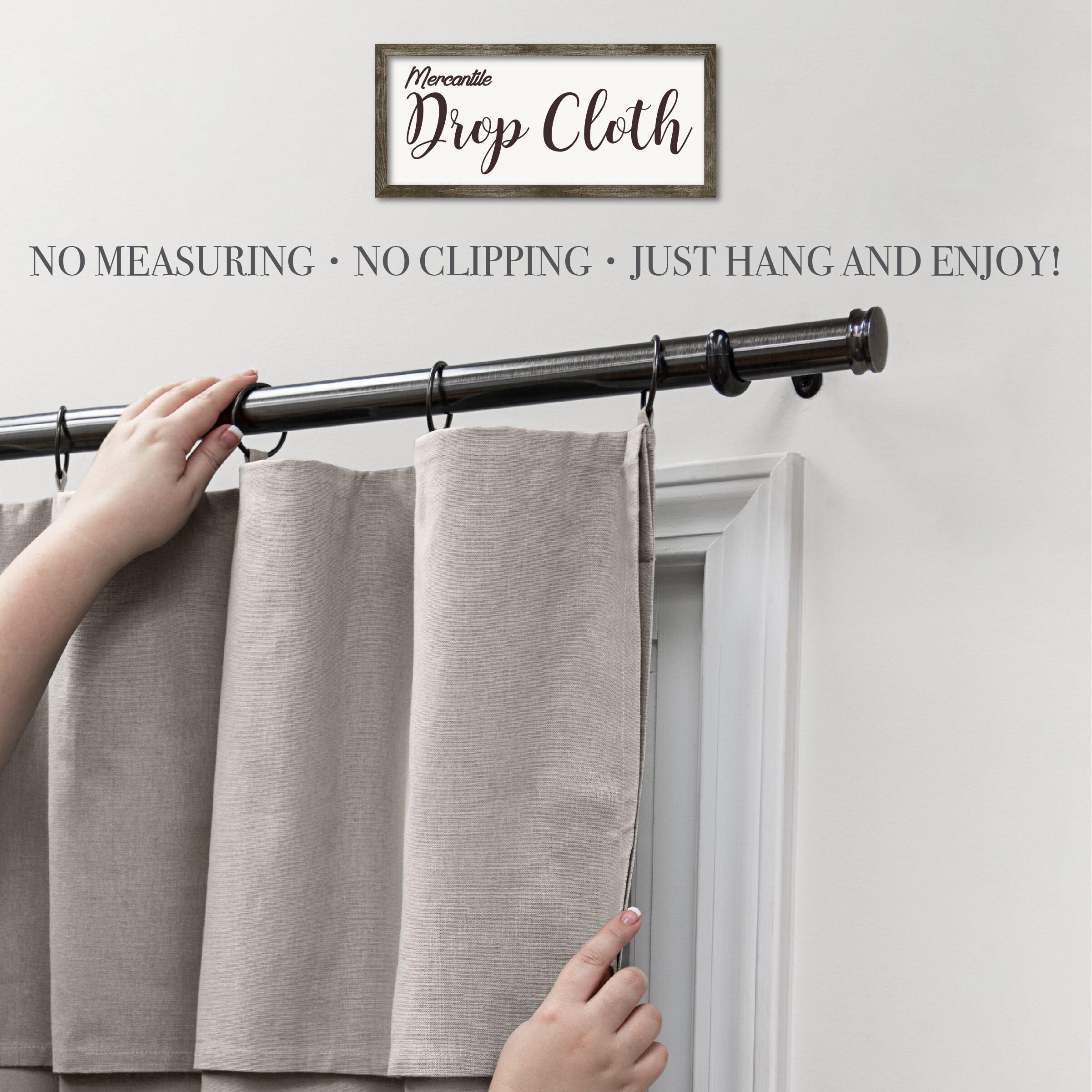 Mercantile Drop Cloth Light Filtering Ring Top Tab Farmhouse Curtain Panel with Valance Off White 63 Inches