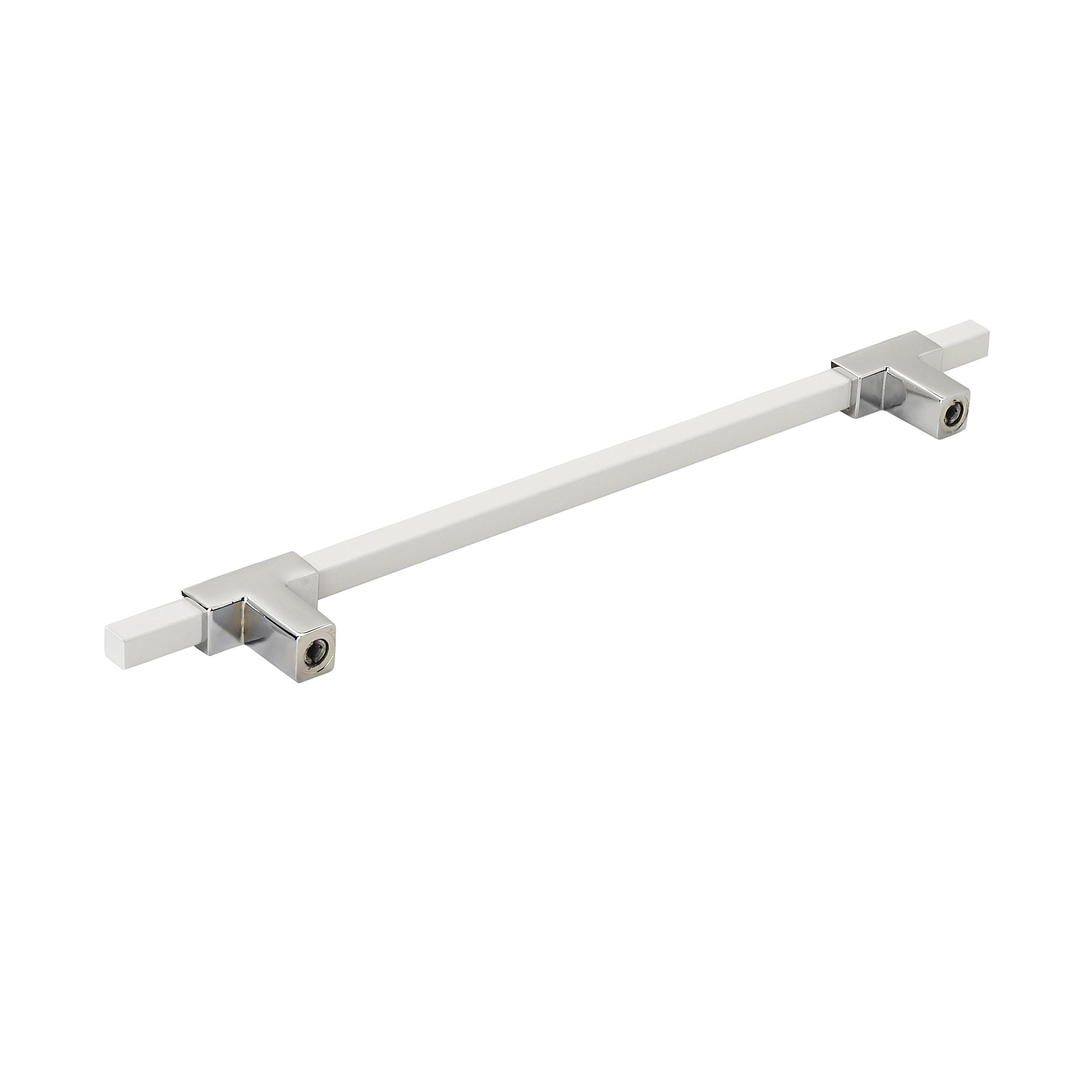 Amerock Urbanite 7-9/16 inch (192mm) Center-to-Center Polished Chrome/White Cabinet Pull