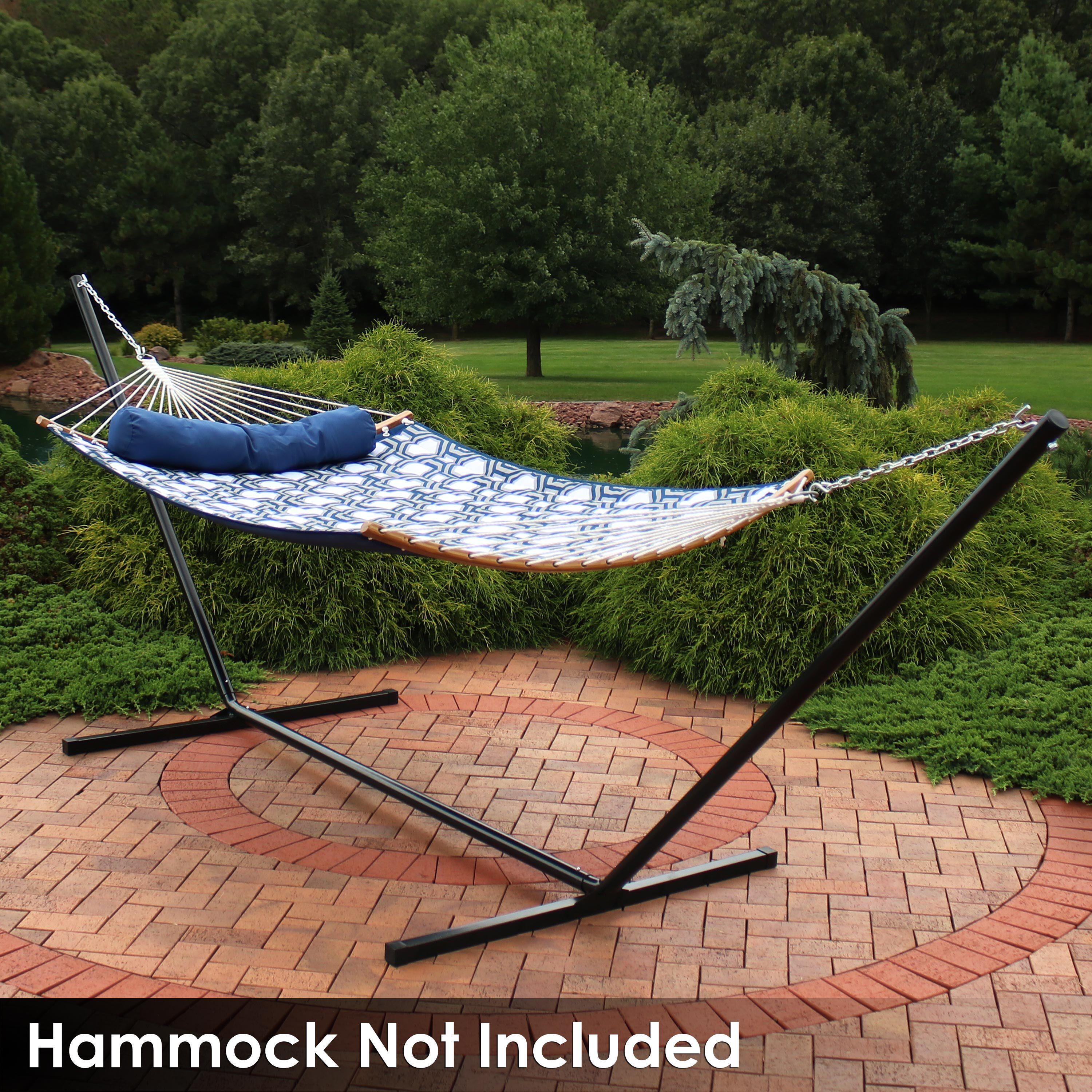 Sunnydaze Large 2-Person Hammock Stand with Heavy-Duty Steel Beam Construction - 400-lb Weight Capacity/15' Stand - Black