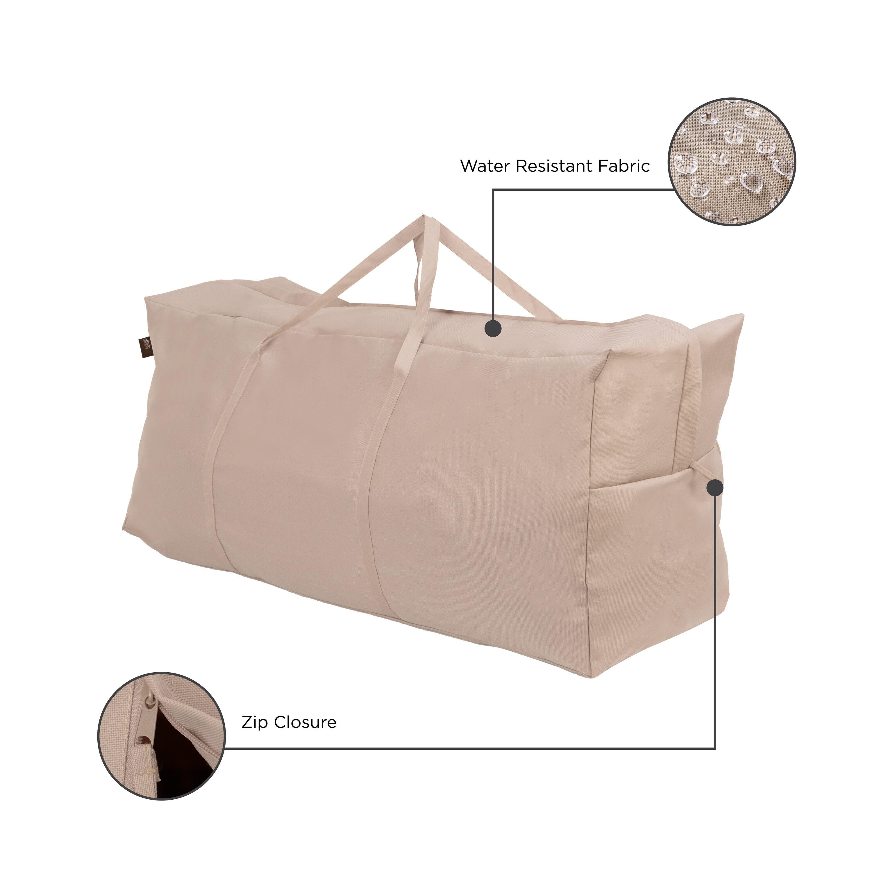 Modern Leisure Chalet Outdoor Patio Cushion Storage Bag, 45.5"L x 13.75"W x 20"H, Beige