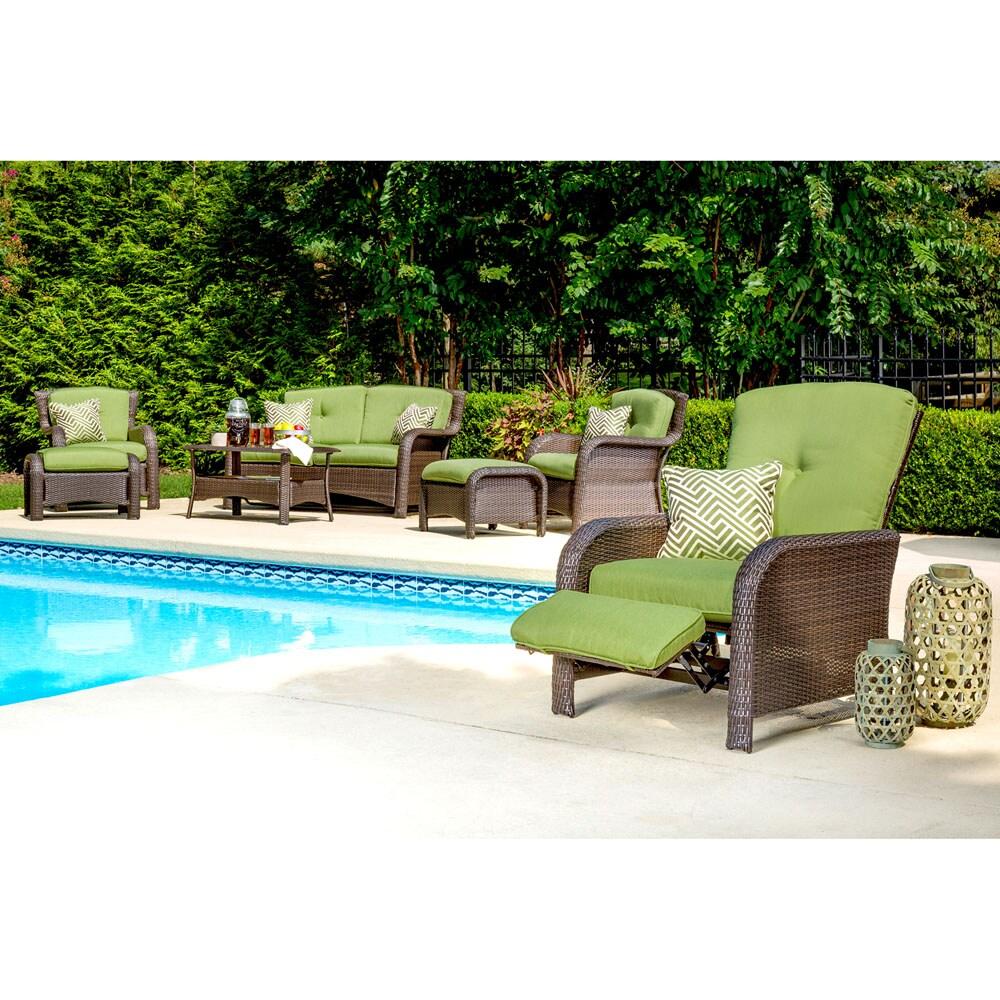 Hanover Strathmere Wicker and Steel Outdoor Patio Lounge Chair, Cilantro Green
