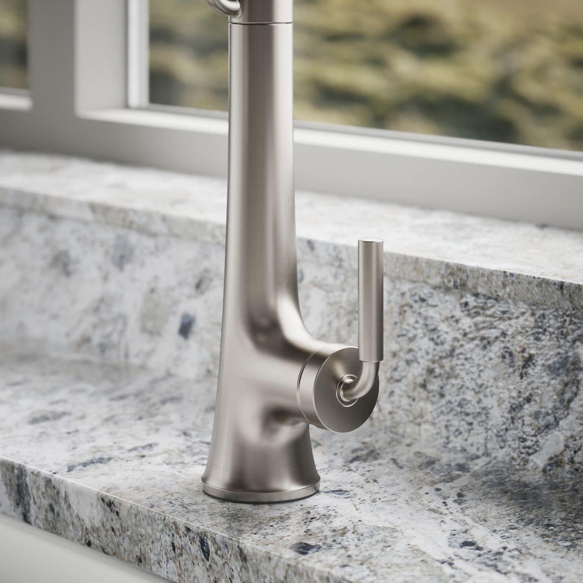 Kohler Tone Single Handle Semi-Professional Pre-Rinse Kitchen Sink Faucet with Three-Function Pull Down Sprayer