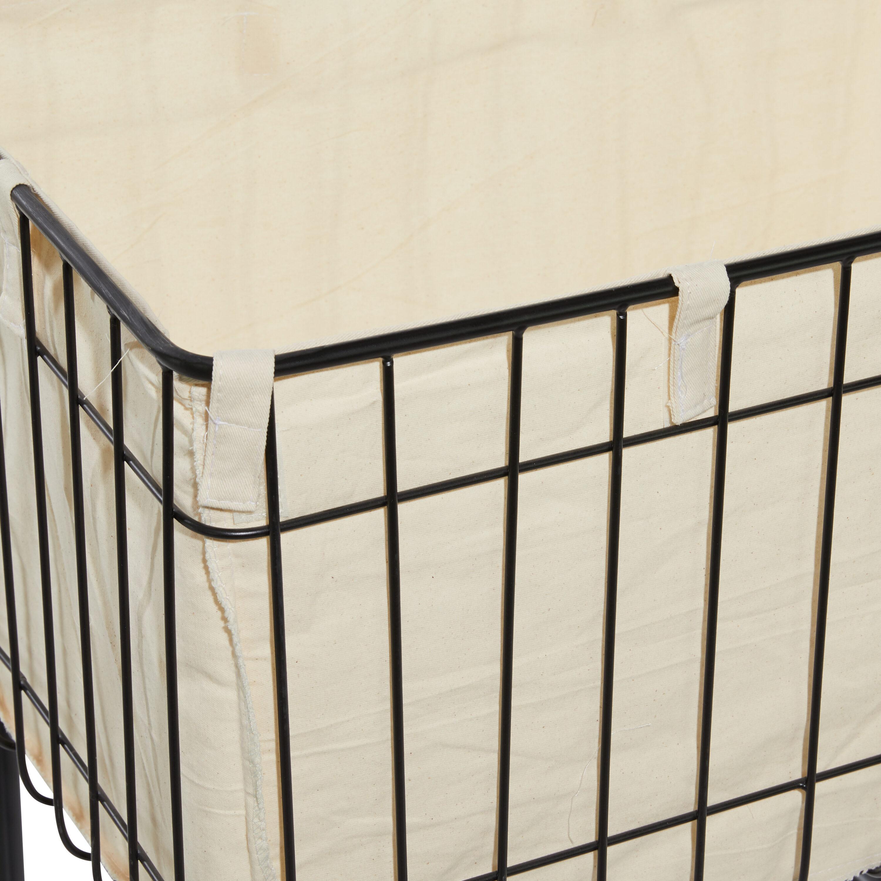 Joss & Main Metal Deep Set Wire Basket Storage Cart with Wheels and Fabric Lining & Reviews | Joss & Main