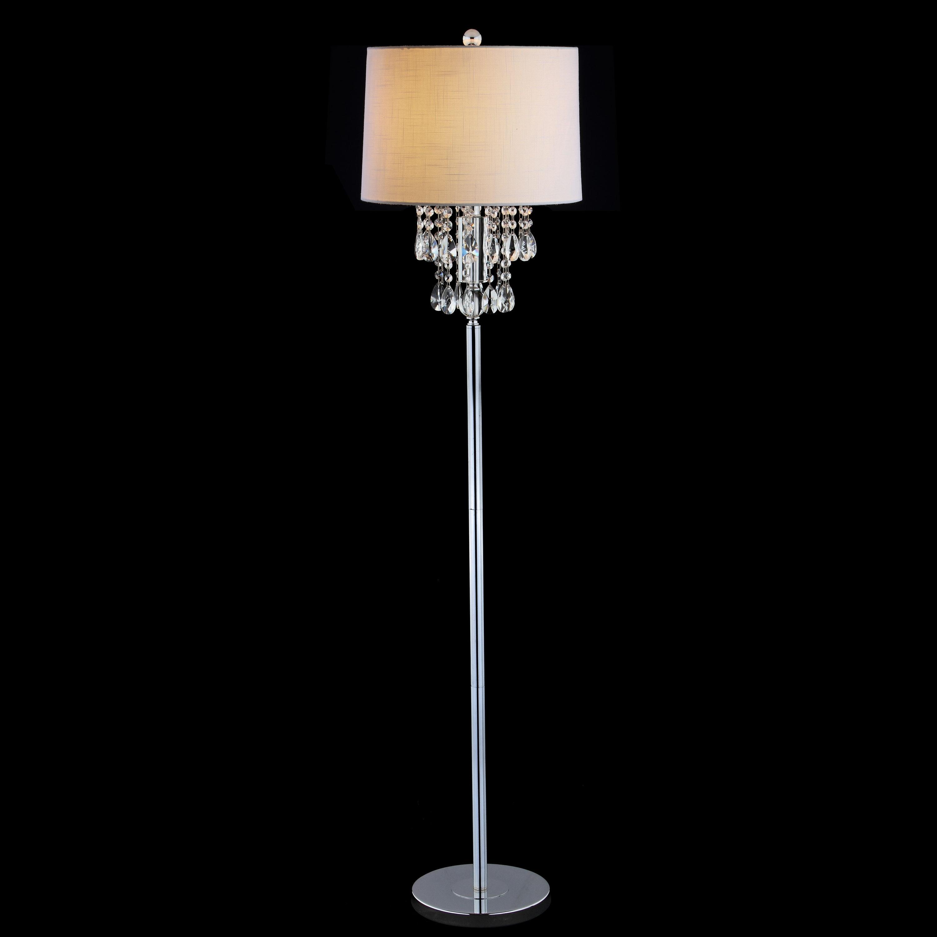 JONATHAN Y JYL2034A Abigail 61" Crystal / Metal LED Floor Lamp, Contemporary, Transitional, Traditional, Glam for living room, dinning room, bedroom, office Bulb Included, Clear/Chrome