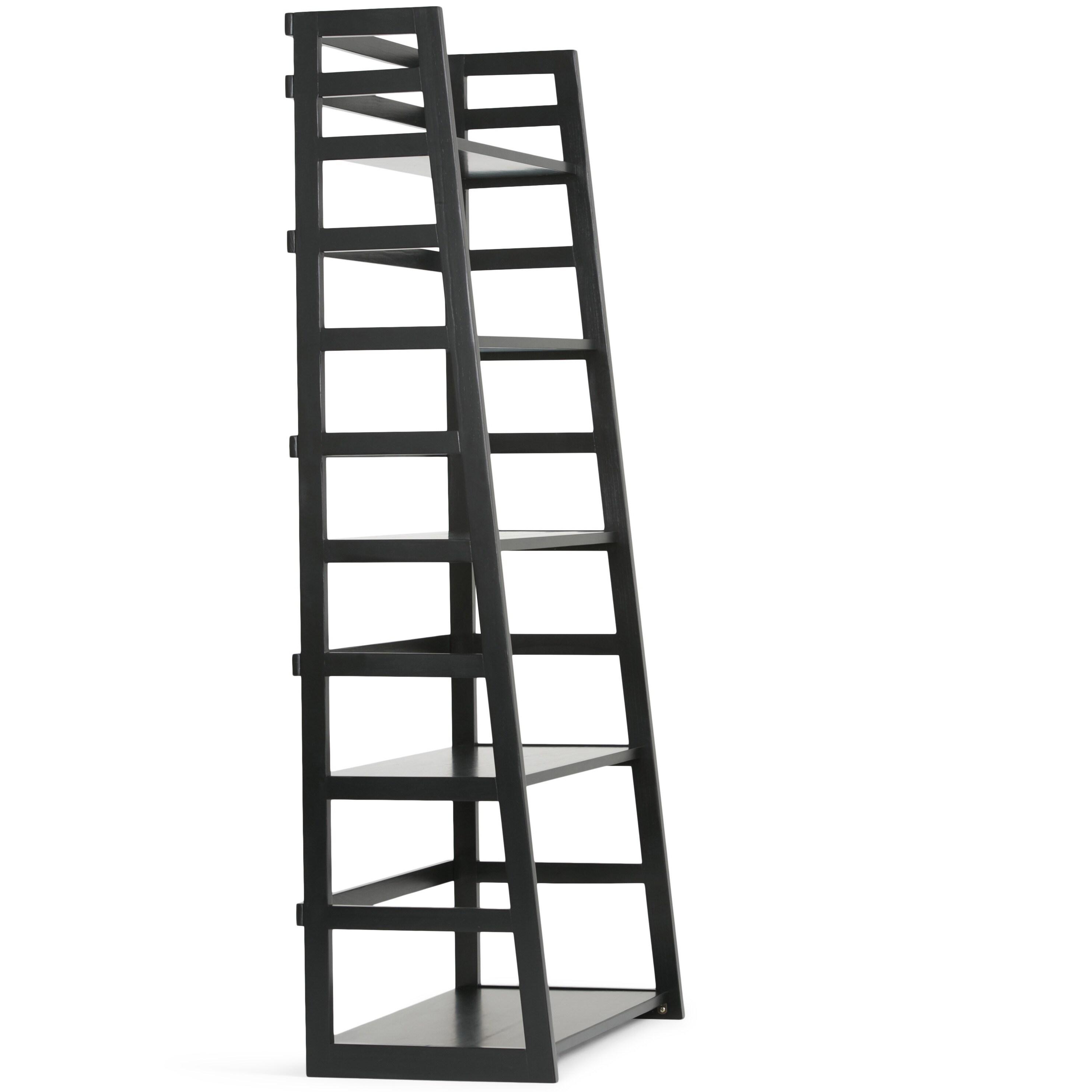 Acadian Solid Wood 30" Transitional Black Ladder Shelf