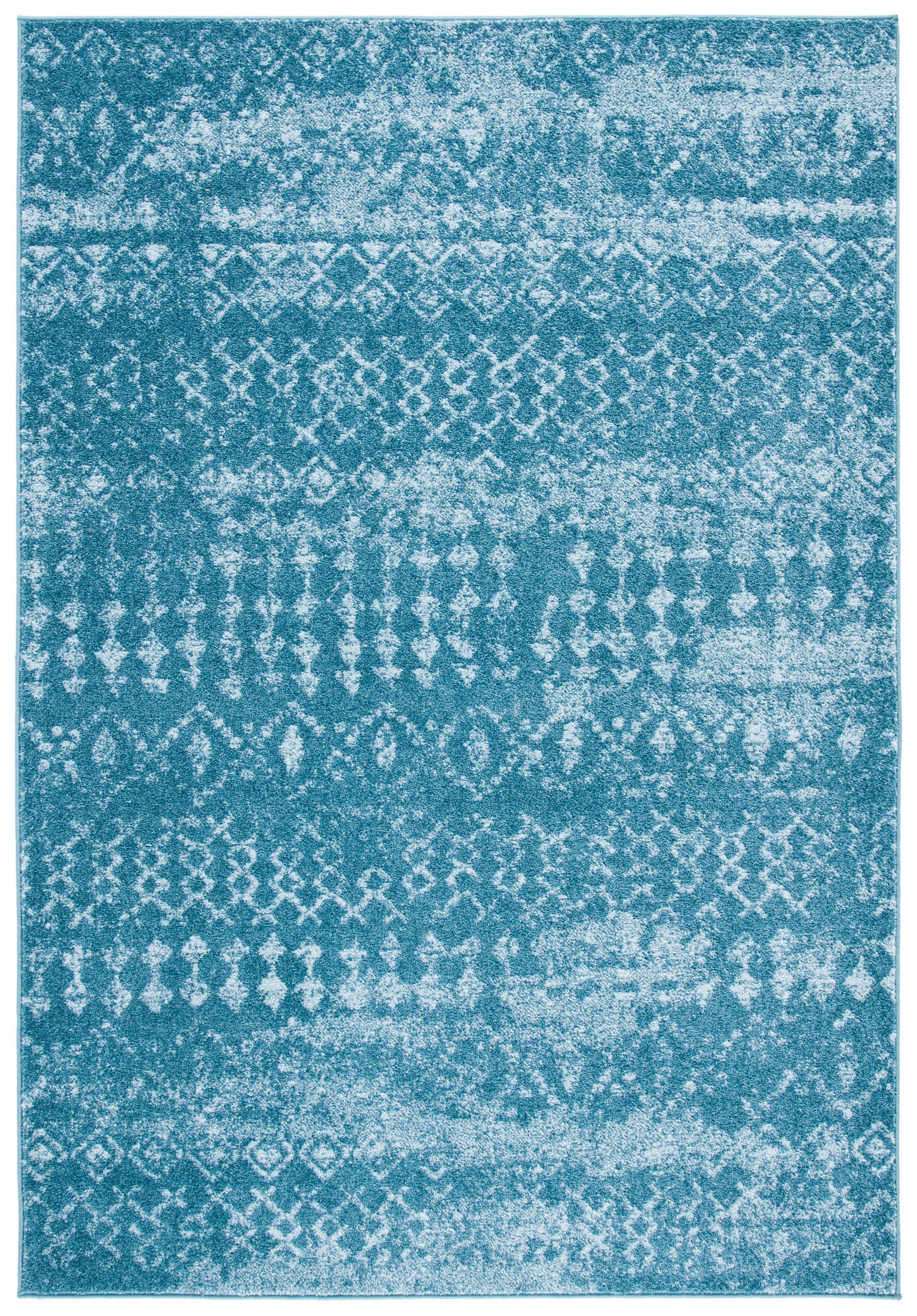 Tulum TUL240 Power Loomed Indoor Area Rug - Turquoise/Blue - 5'3"x7'6" - Safavieh