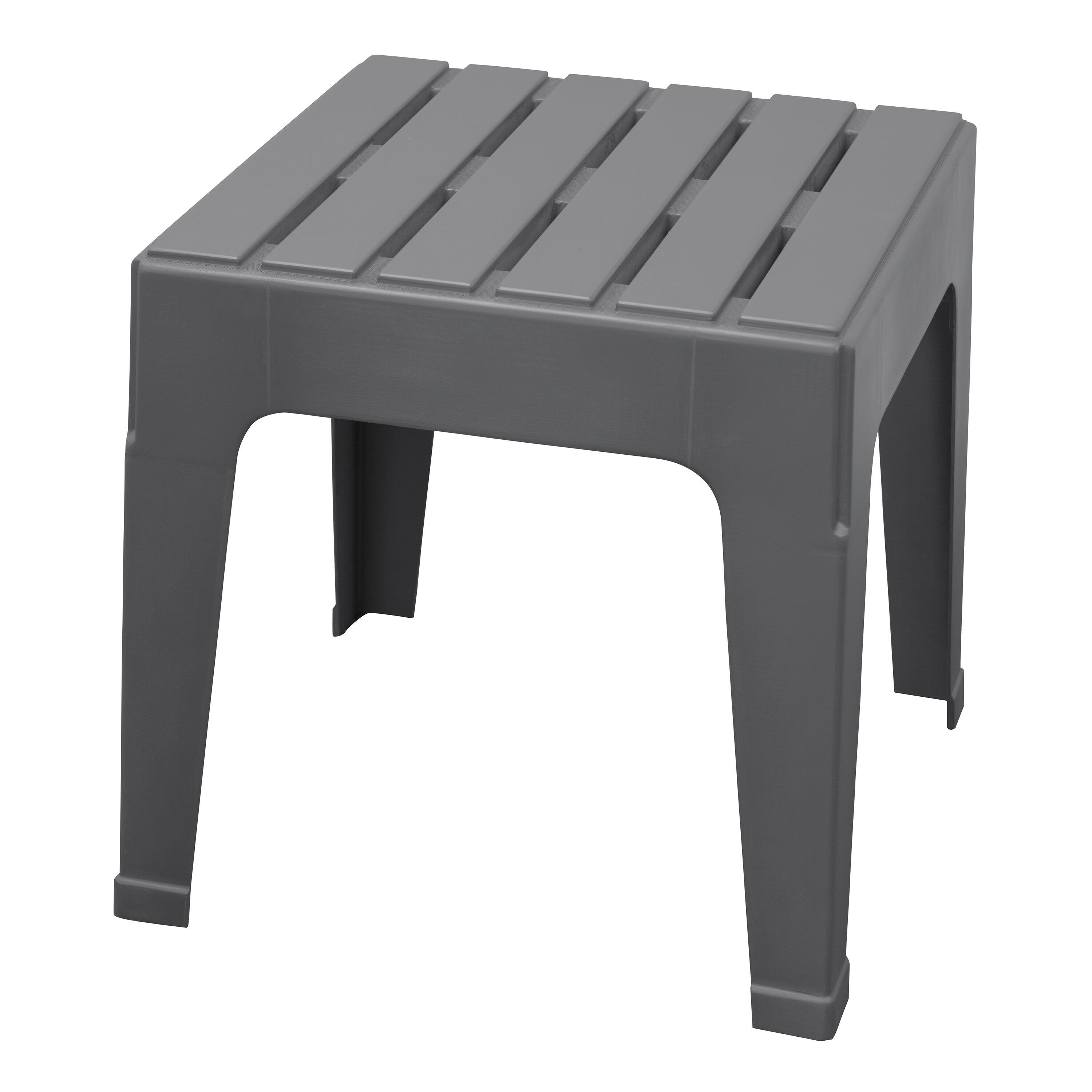 Charcoal Resin 18'' Square Folding Patio Side Table