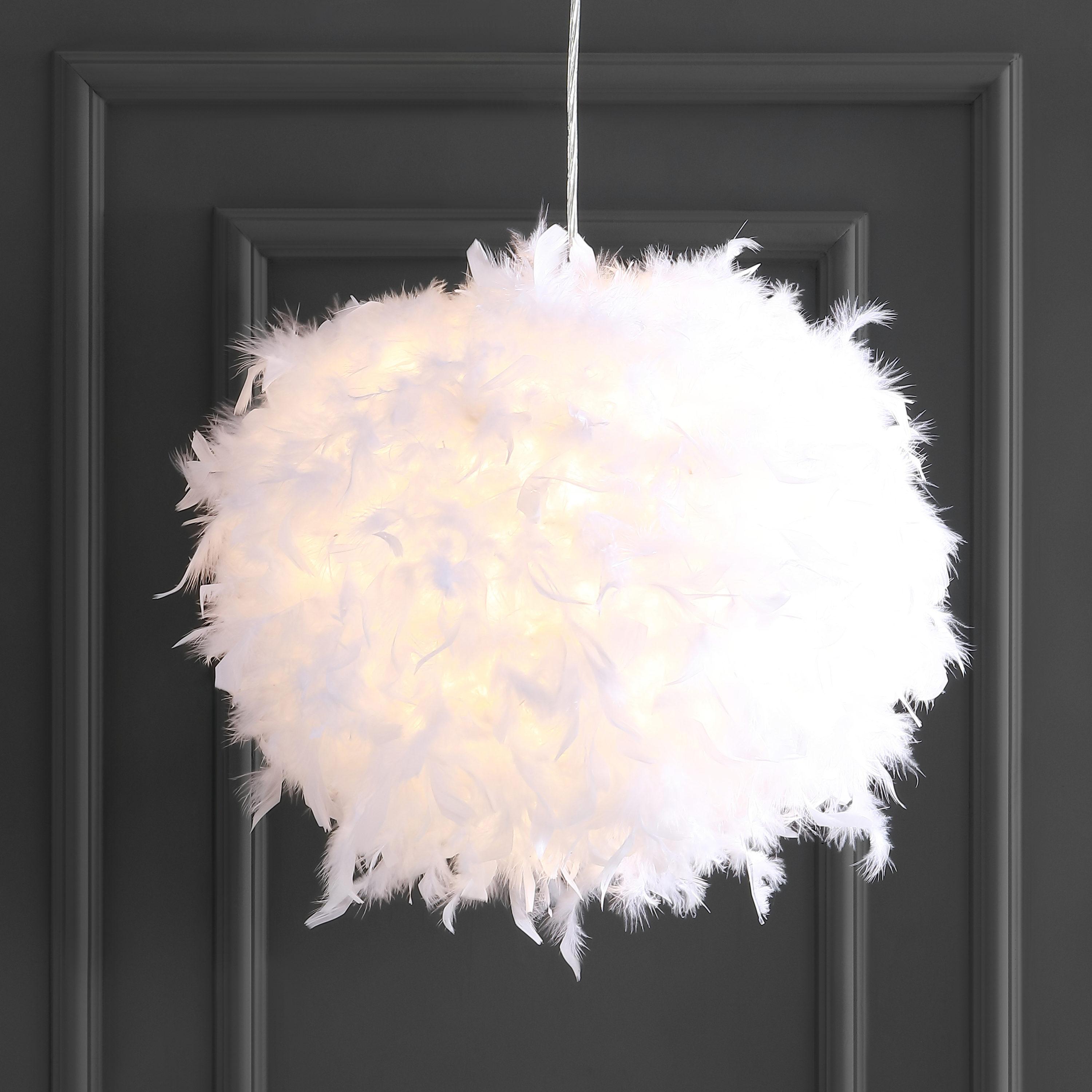 JONATHAN Y Stork 19" Feather Metal Adjustable LED Pendant, White