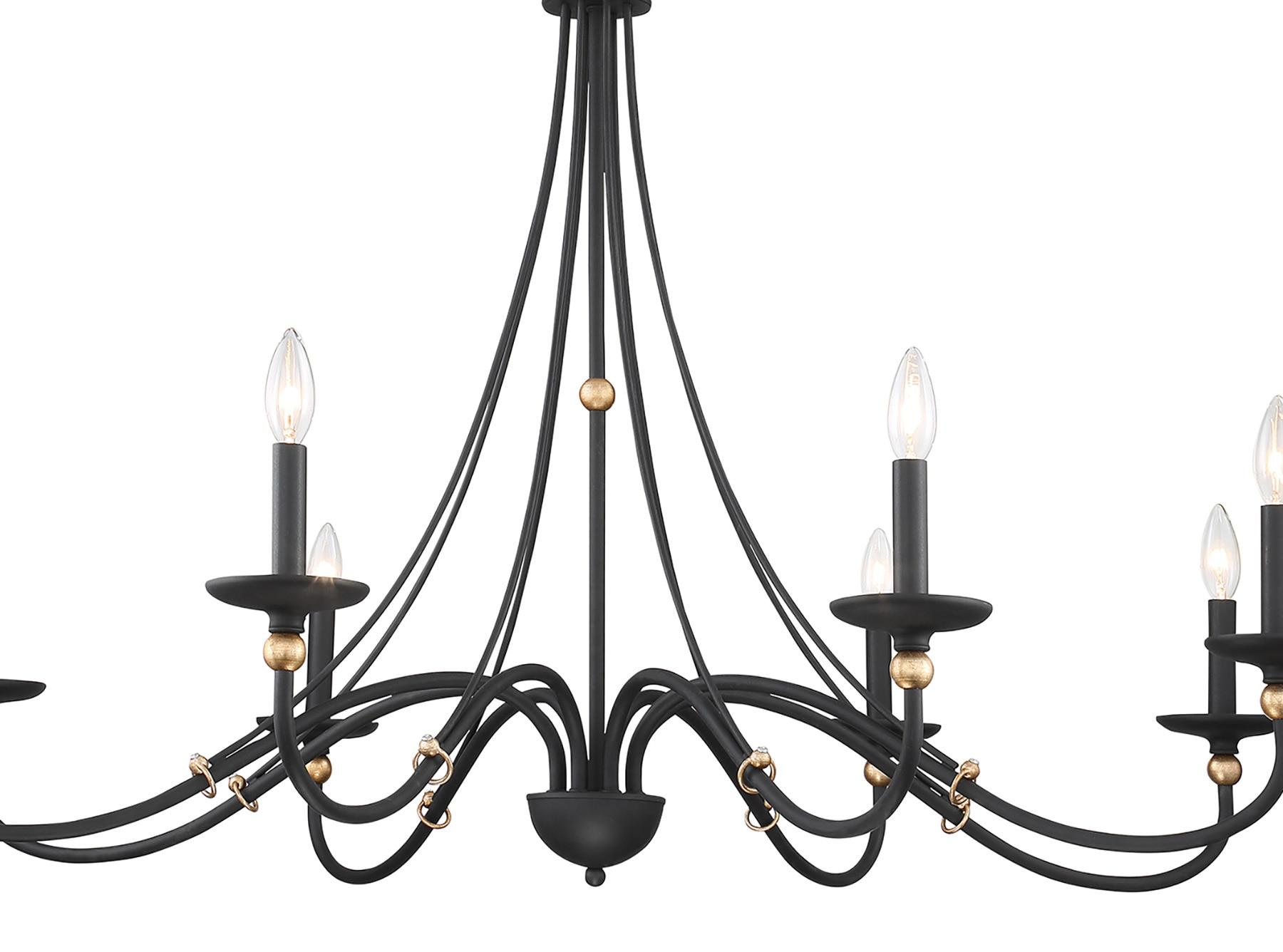 Westchester County Sand Coal and Skyline Gold Leaf 8-Light Chandelier