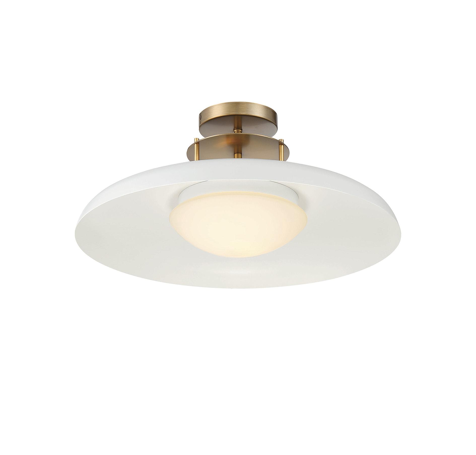 1 Light Semi-Flush Mount in Vintage Style-9 inches Tall and 20 inches Wide-White/Warm Brass Finish Bailey Street Home 159-Bel-4636206