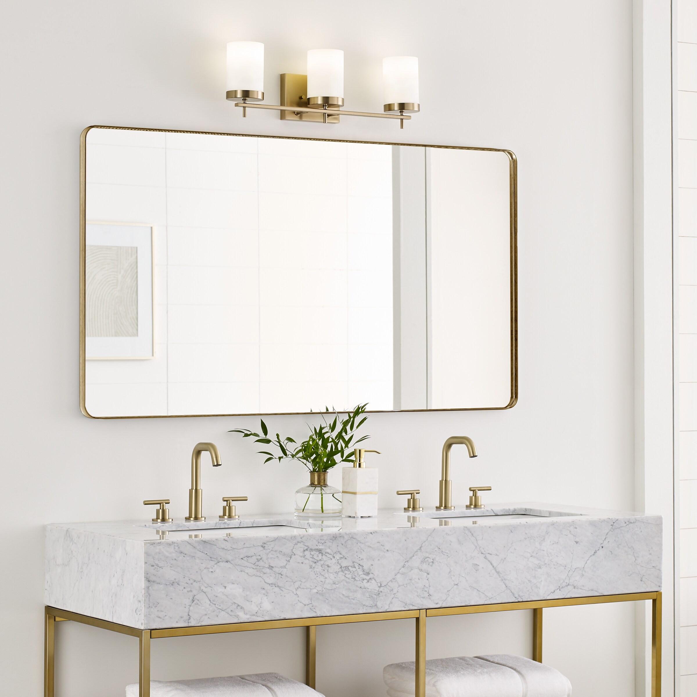 Generation Lighting 3-Light Zire Modern Bath Fixture Wall Lamp Satin Brass 4490303-848, Bathroom Light Fixture for Home Décor, Wall Sconce Vanity Light Fixture and Bathroom Accessory