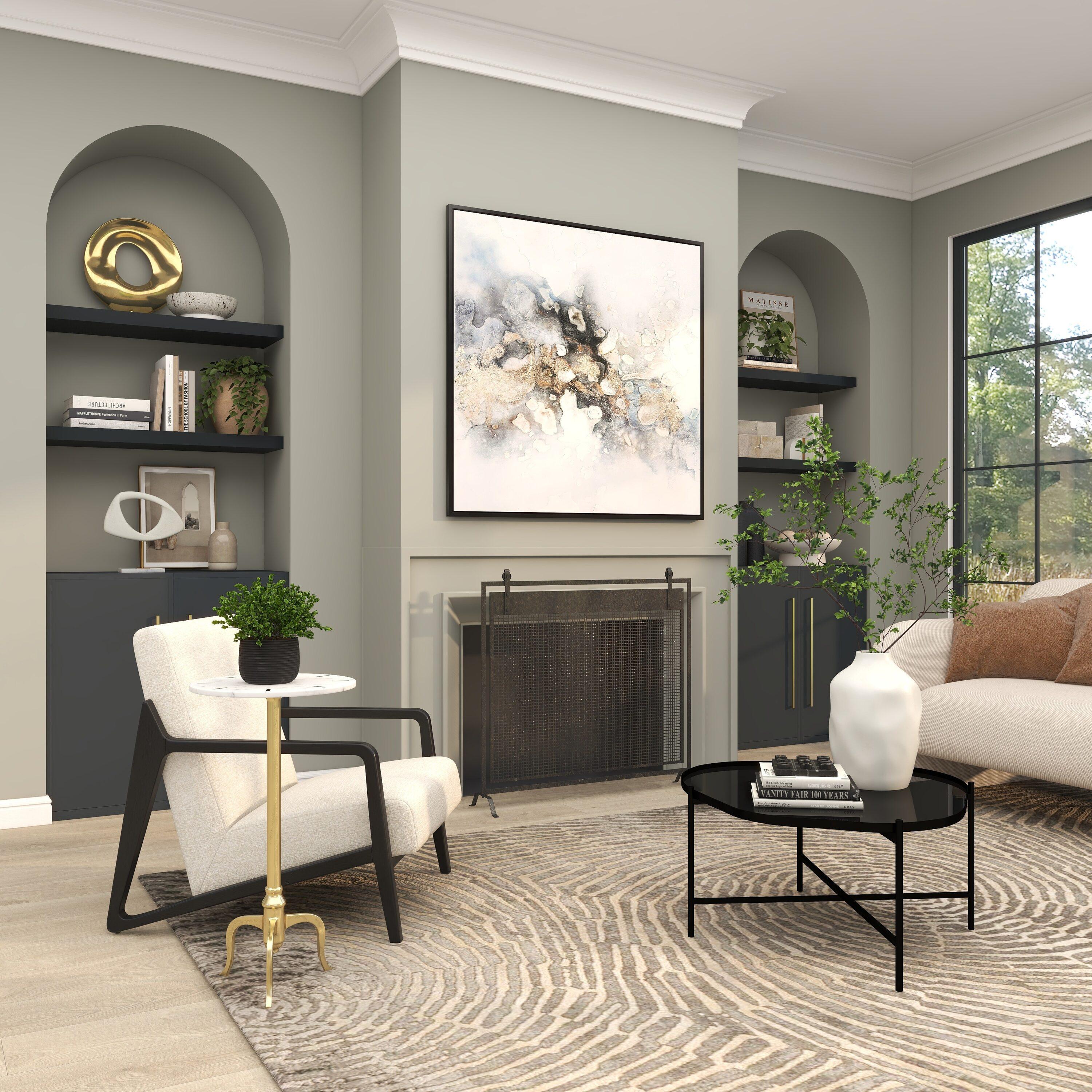 Contemporary Marble Pedestal Accent Table Brass - Olivia & May