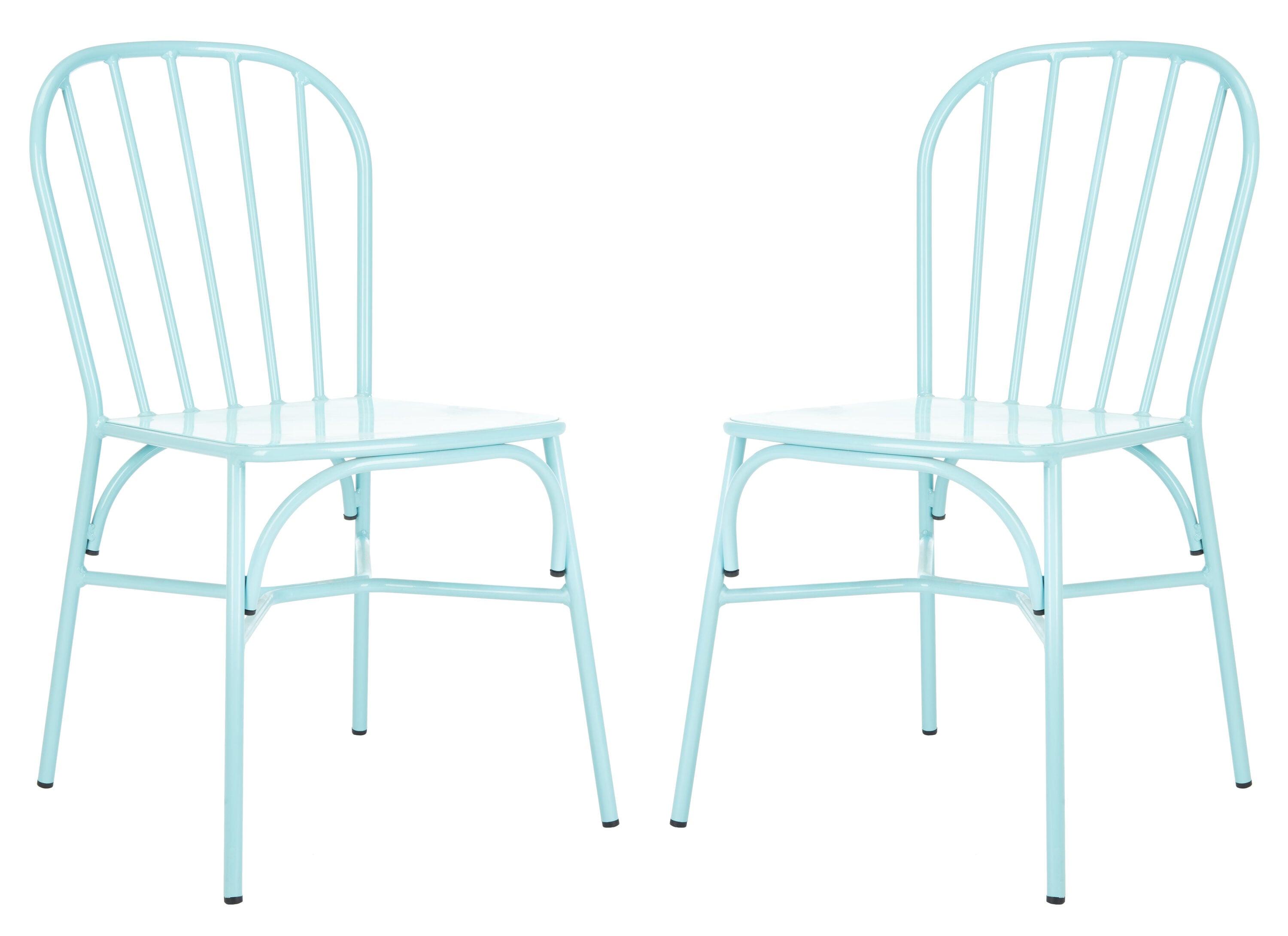 SAFAVIEH Everleigh Outdoor Patio Side Chair, Baby Blue, Set of 2