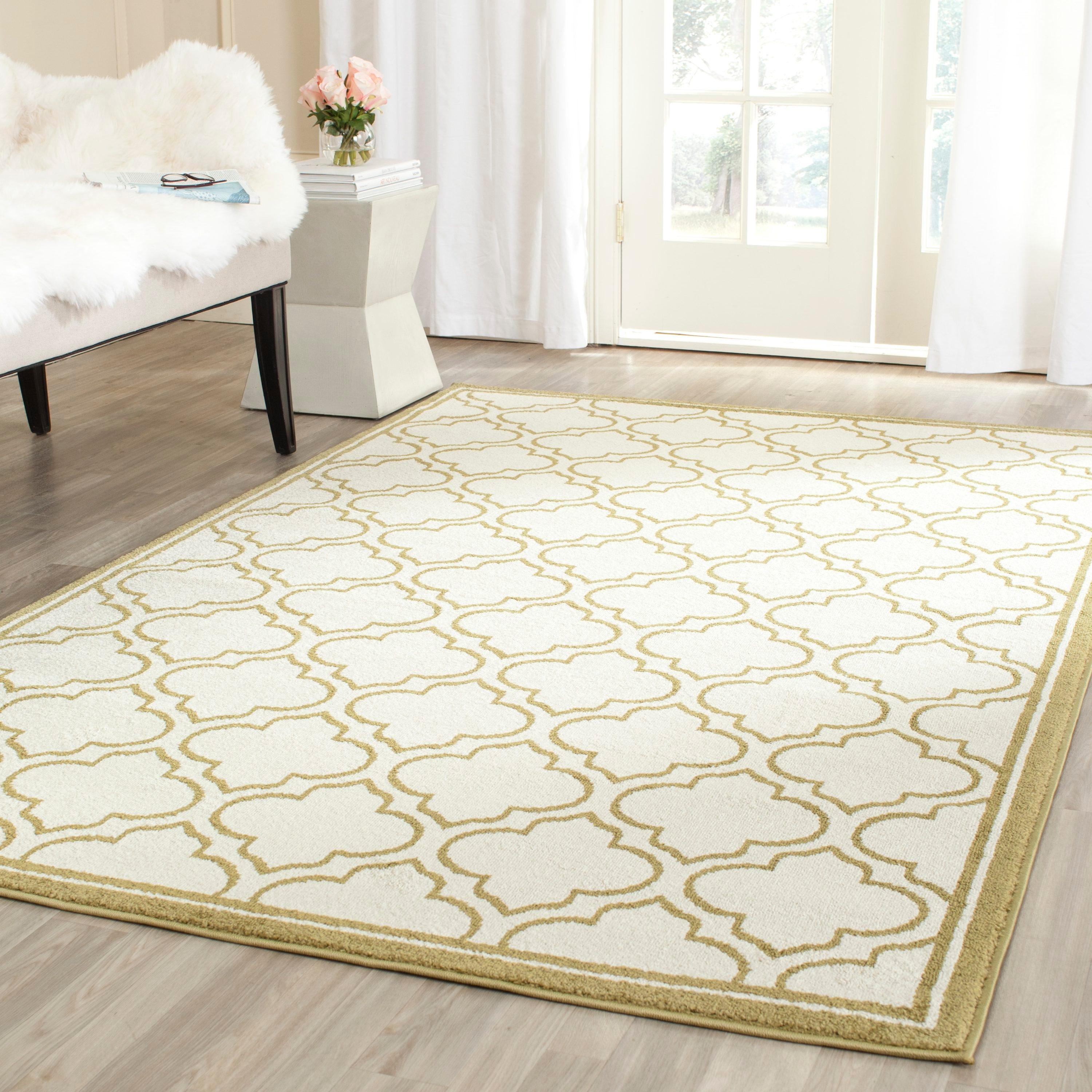 Amherst AMT412 Power Loomed Area Rug - Ivory/Light Green - 7'x7' - Safavieh.