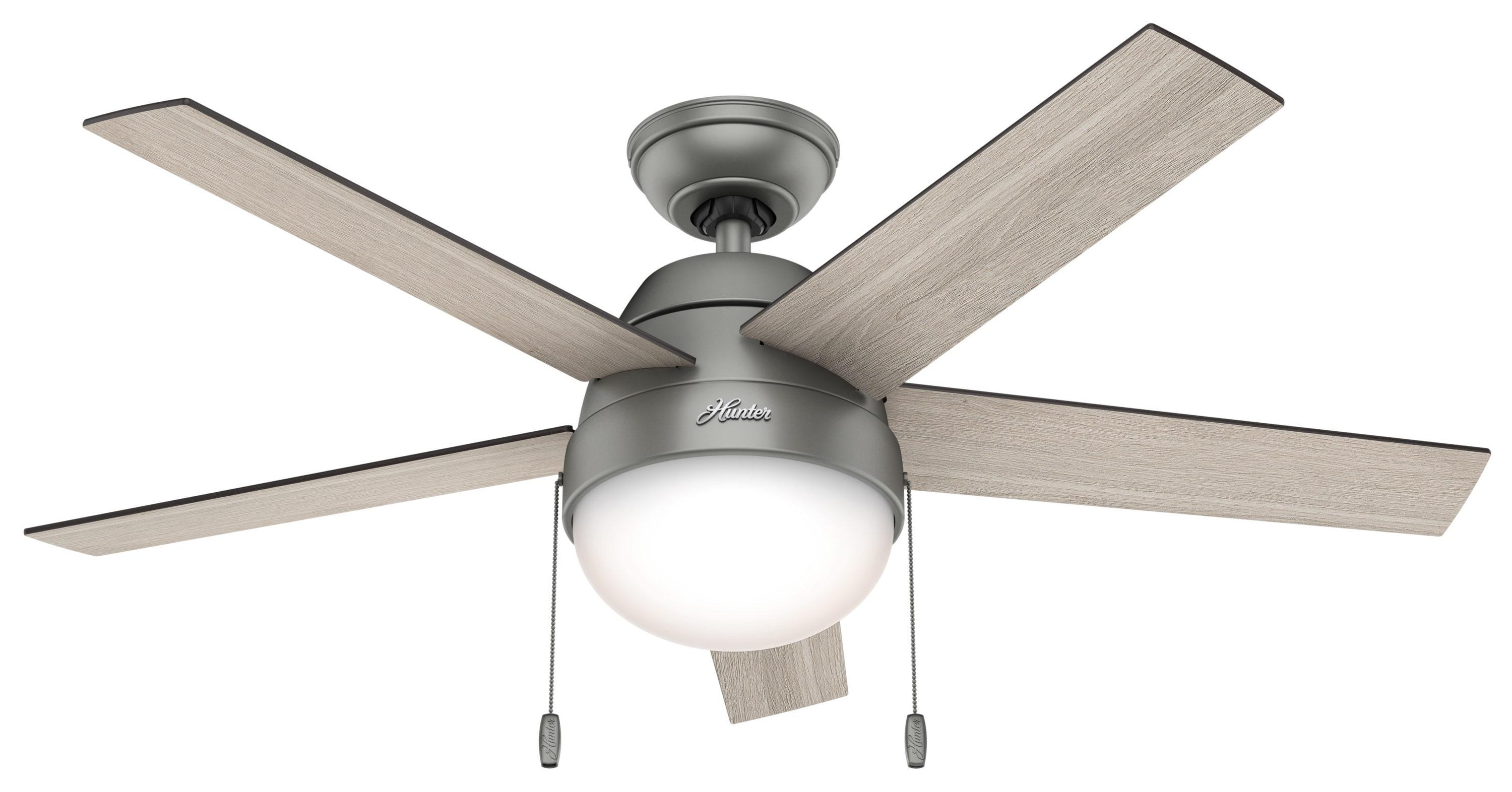 Hunter Fan 46" Anslee Standard Ceiling Fan with Pull Chain and Light Kit Included