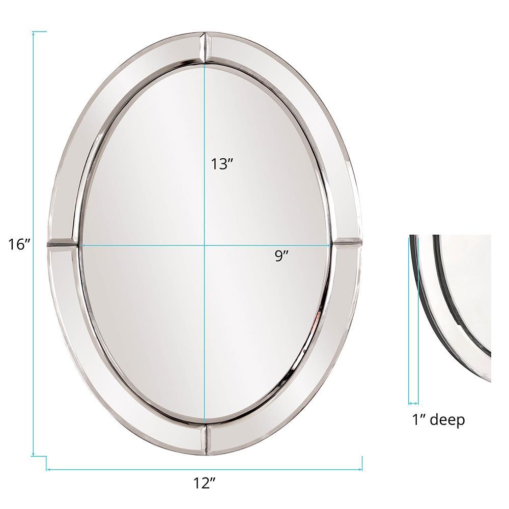 Howard Elliott 16"x12" Beveled Oval Mirrored Frame Opal Accent Wall Mirror: Modern Decor, Wood Frame, Wall Mount, No Assembly Required