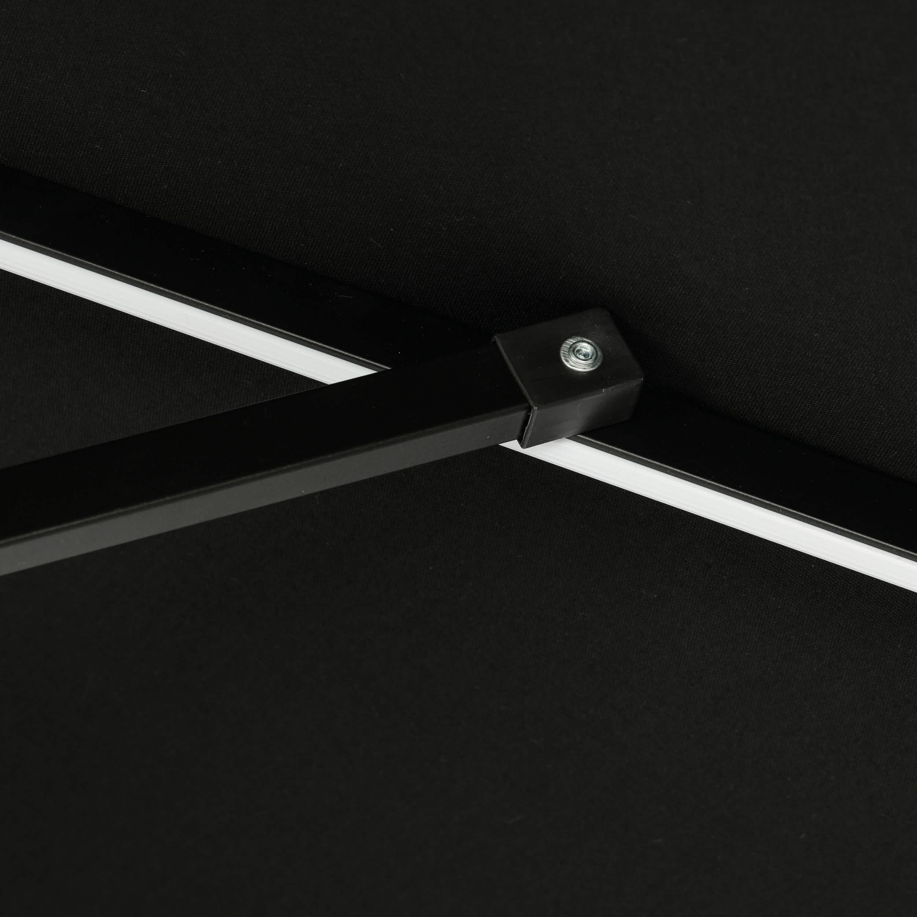 9' x 9' Mirage II Fiesta Market Patio Umbrella with Solar LED Tube Lights Black - Island Umbrella: Weatherproof, UV Protection, Crank Lift