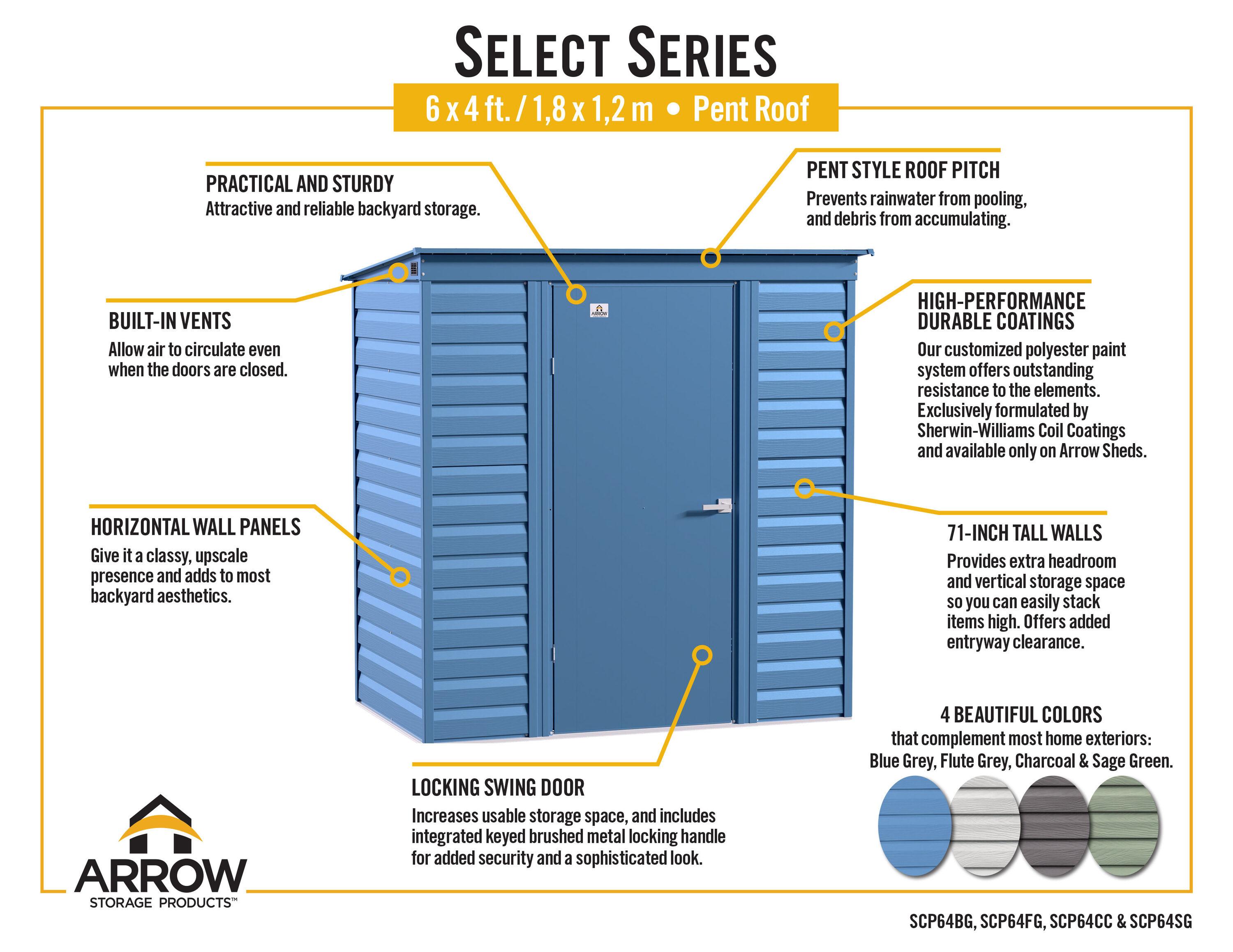 Arrow 6 ft. W x 4 ft. D Steel Horizontal Storage Shed