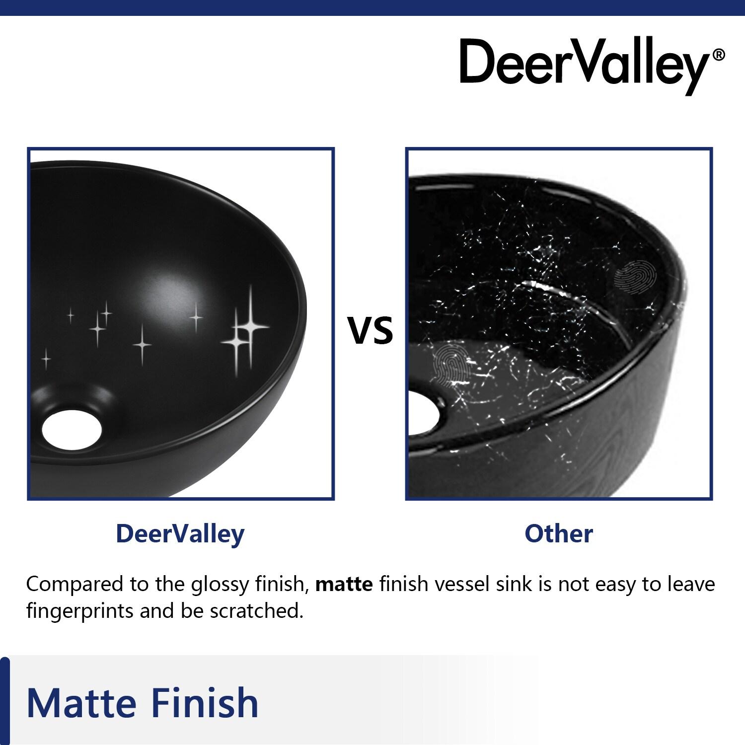 DeerValley Symmetry 13" x 13'' Circular/Round Vitreous Vessel Bathroom Sink
